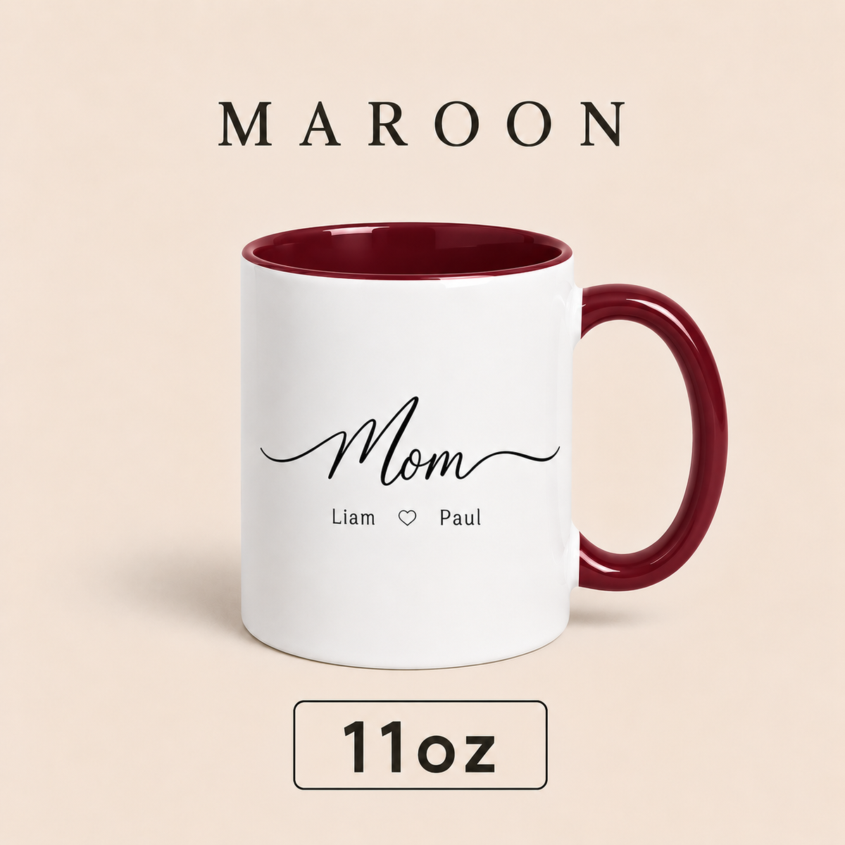 Personalized Mom Mug with Kids Names, Custom Mama Mug, Minimalist Mother’s Day Gift for Mom