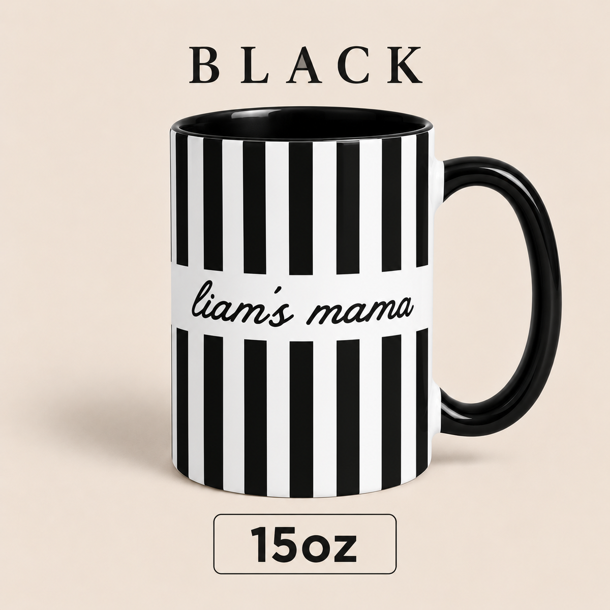 Personalized Mama Mug with Child’s Name, Custom Mom Mug, Striped Mother’s Day Gift for Mom