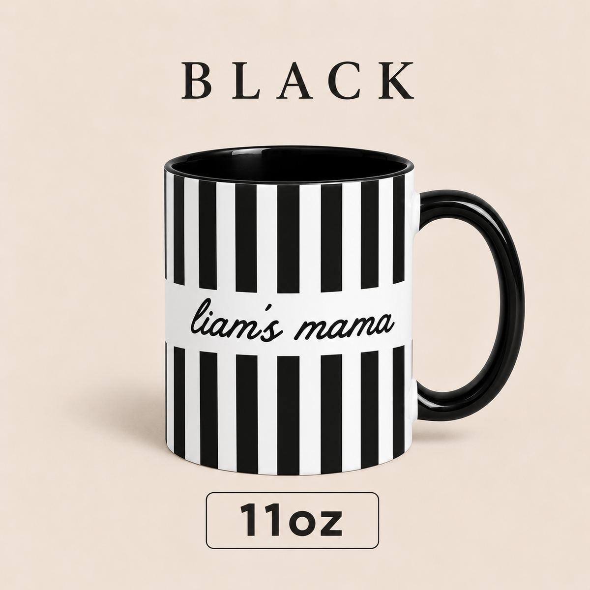 Personalized Mama Mug with Child’s Name, Custom Mom Mug, Striped Mother’s Day Gift for Mom