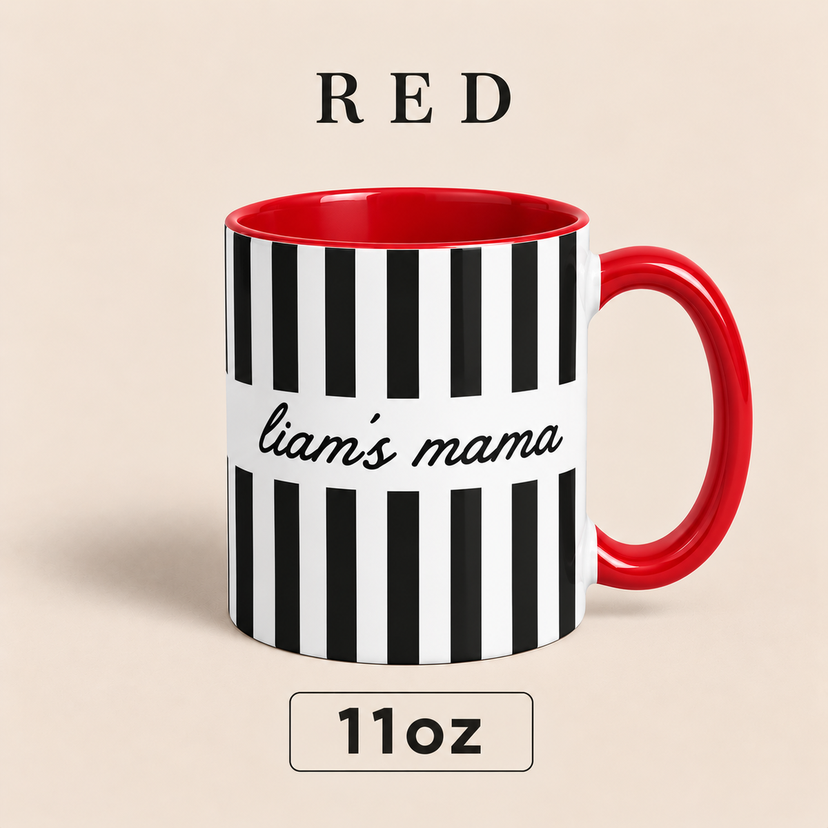 Personalized Mama Mug with Child’s Name, Custom Mom Mug, Striped Mother’s Day Gift for Mom