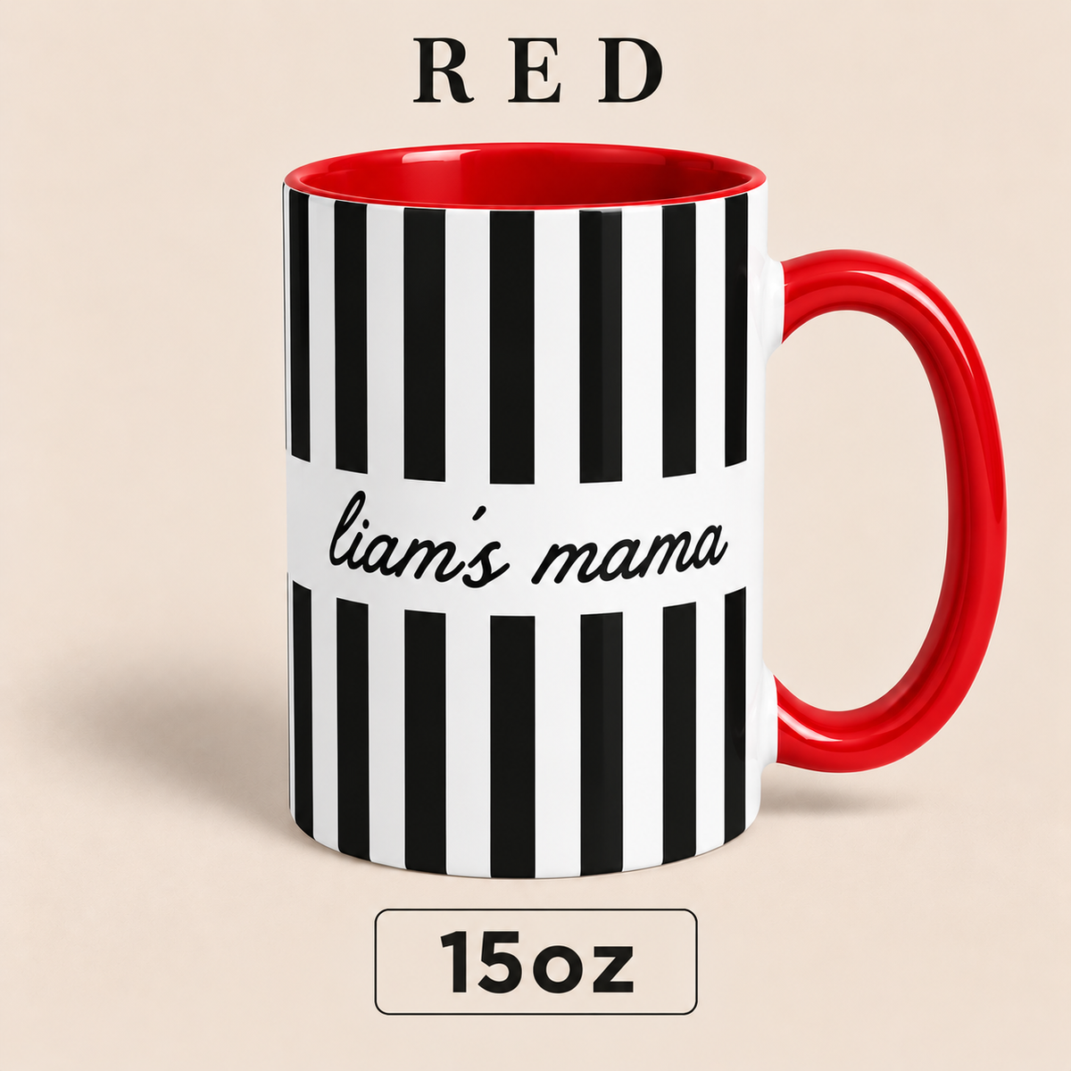 Personalized Mama Mug with Child’s Name, Custom Mom Mug, Striped Mother’s Day Gift for Mom