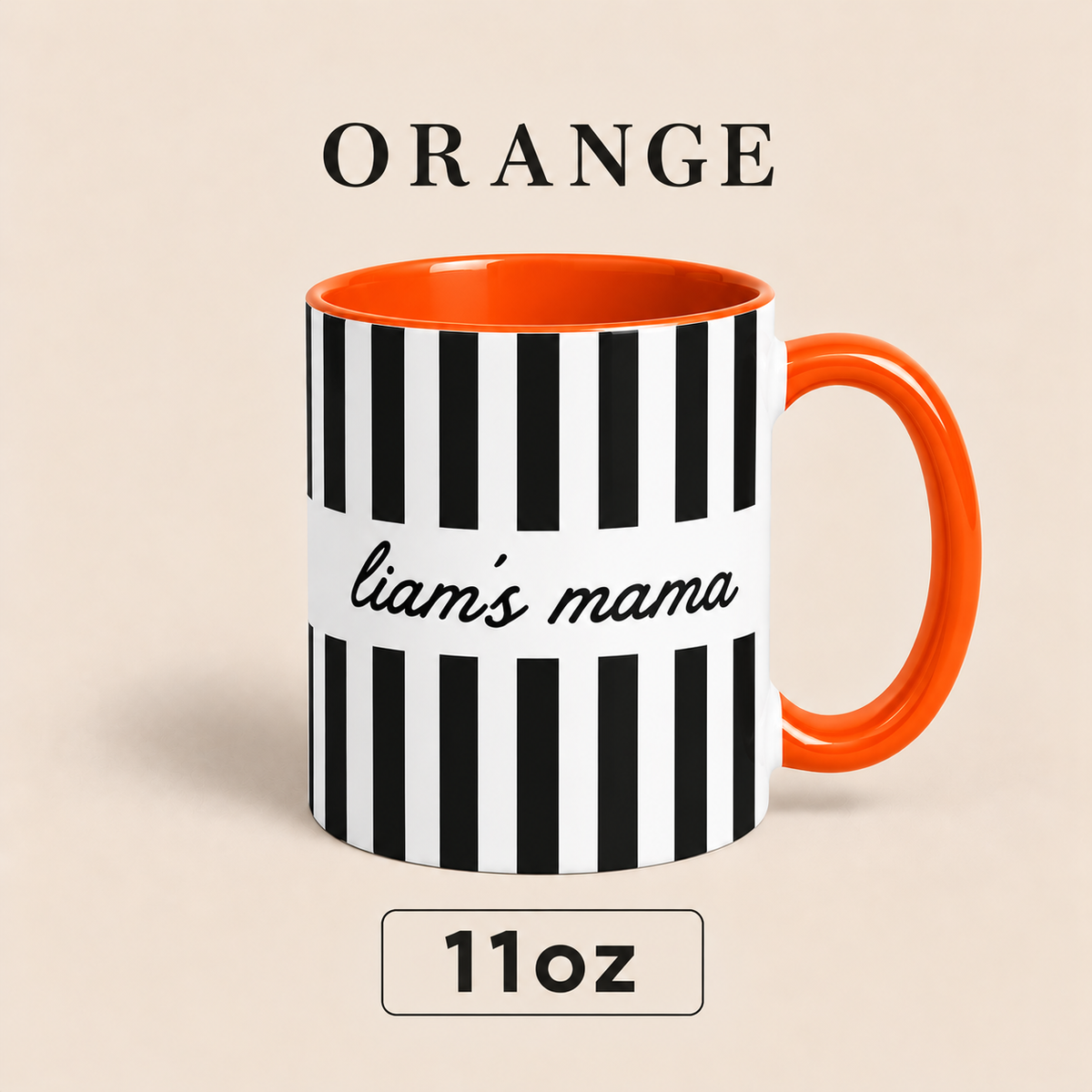 Personalized Mama Mug with Child’s Name, Custom Mom Mug, Striped Mother’s Day Gift for Mom