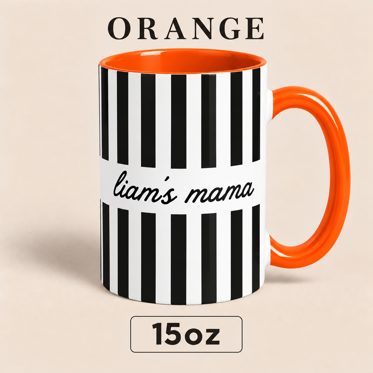 Personalized Mama Mug with Child’s Name, Custom Mom Mug, Striped Mother’s Day Gift for Mom