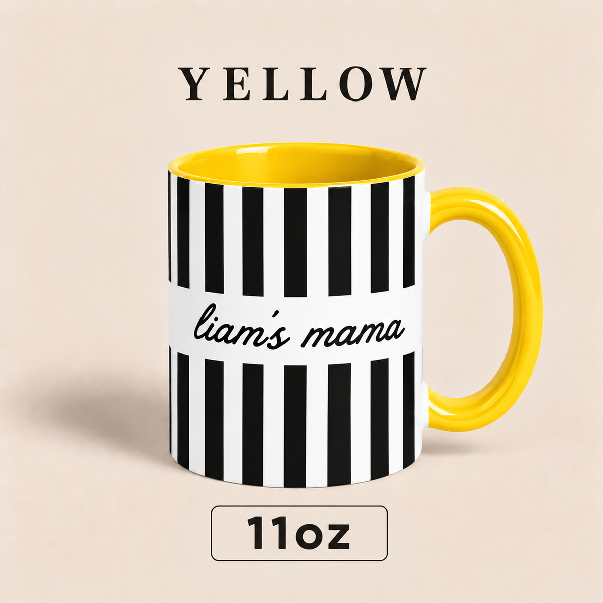 Personalized Mama Mug with Child’s Name, Custom Mom Mug, Striped Mother’s Day Gift for Mom