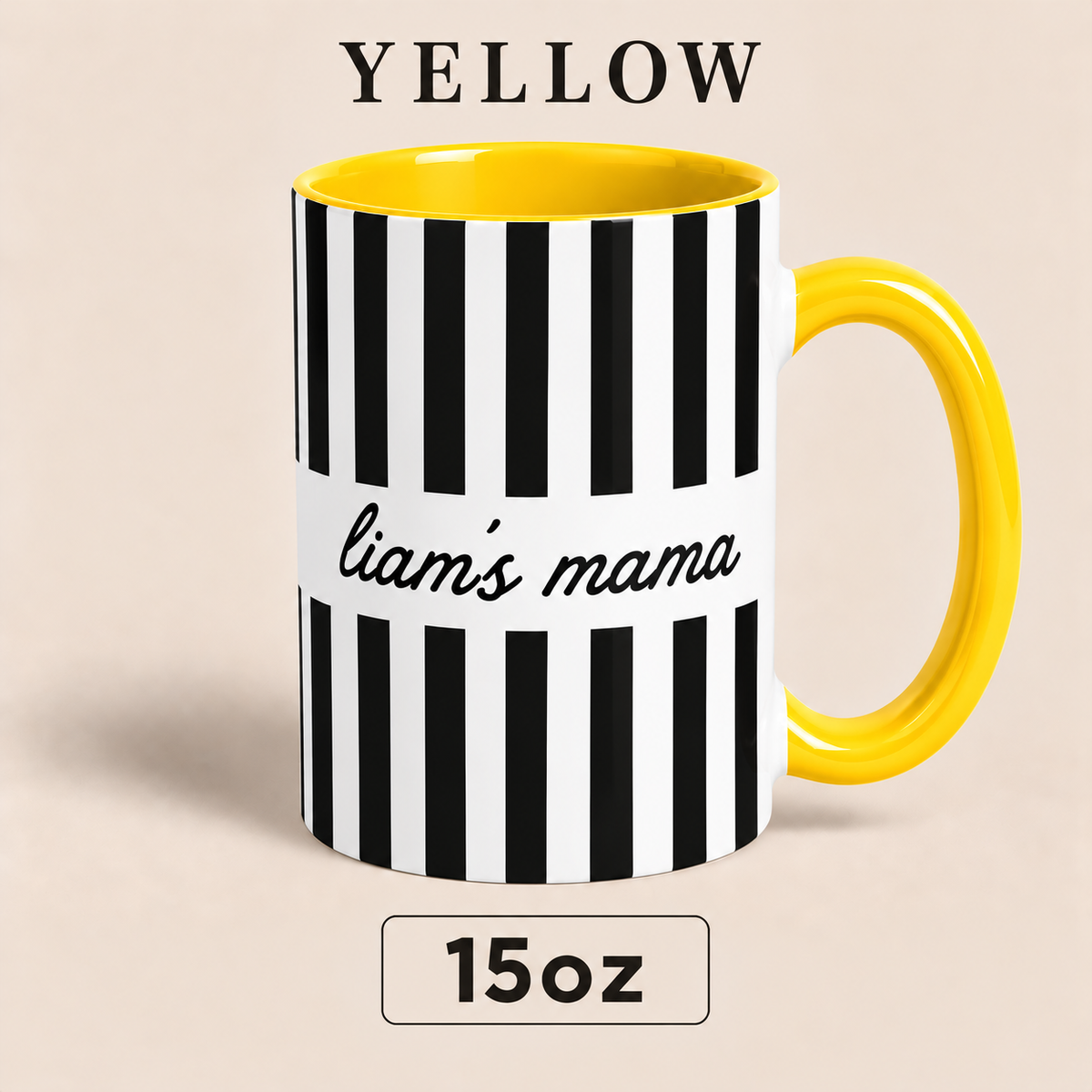 Personalized Mama Mug with Child’s Name, Custom Mom Mug, Striped Mother’s Day Gift for Mom