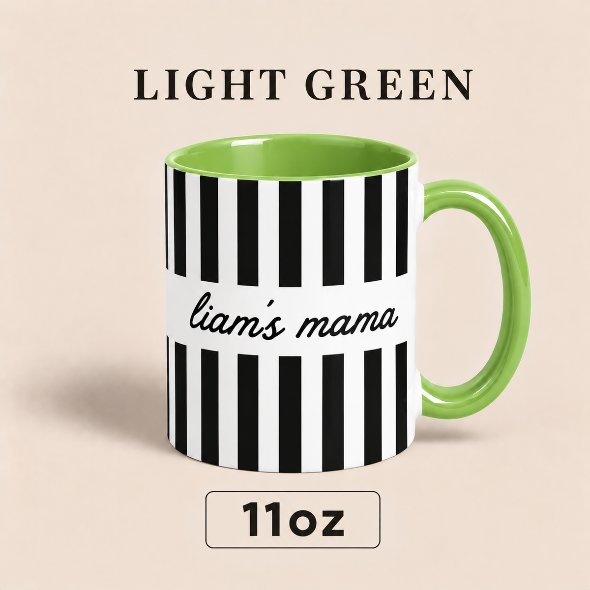 Personalized Mama Mug with Child’s Name, Custom Mom Mug, Striped Mother’s Day Gift for Mom