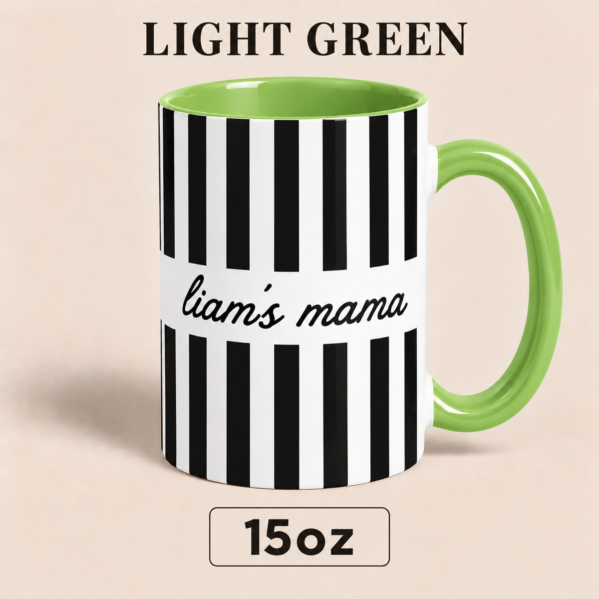 Personalized Mama Mug with Child’s Name, Custom Mom Mug, Striped Mother’s Day Gift for Mom