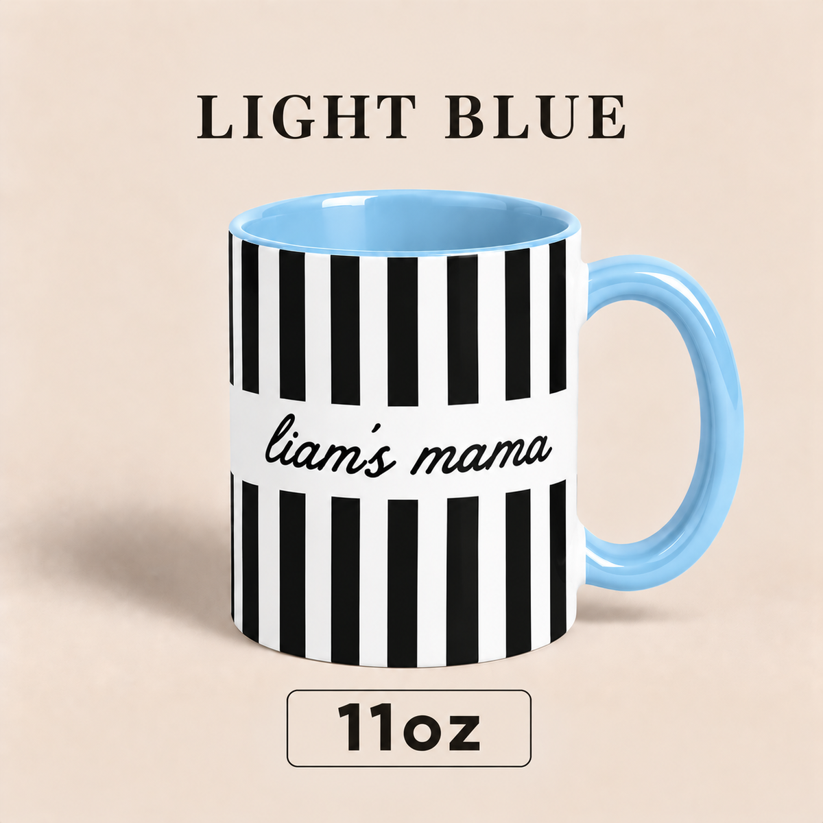 Personalized Mama Mug with Child’s Name, Custom Mom Mug, Striped Mother’s Day Gift for Mom
