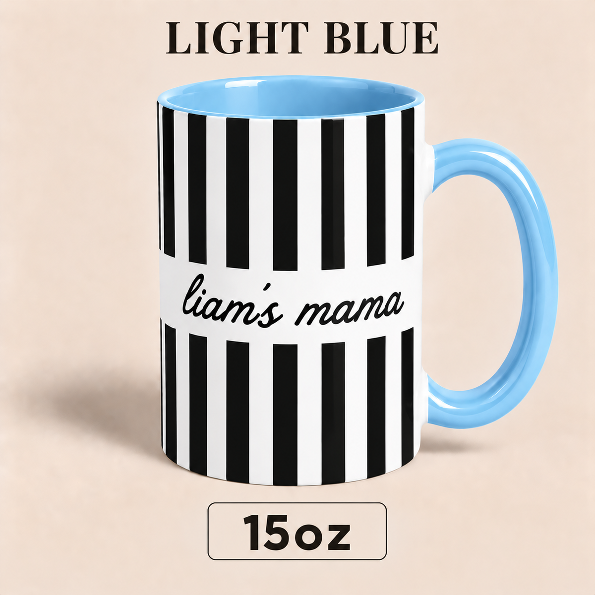 Personalized Mama Mug with Child’s Name, Custom Mom Mug, Striped Mother’s Day Gift for Mom