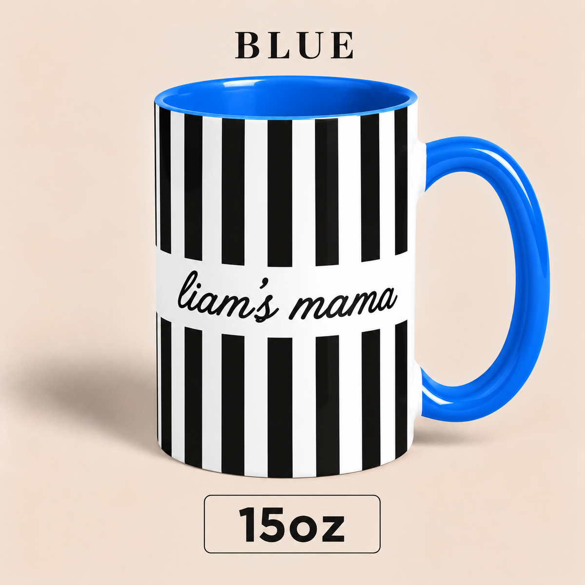 Personalized Mama Mug with Child’s Name, Custom Mom Mug, Striped Mother’s Day Gift for Mom