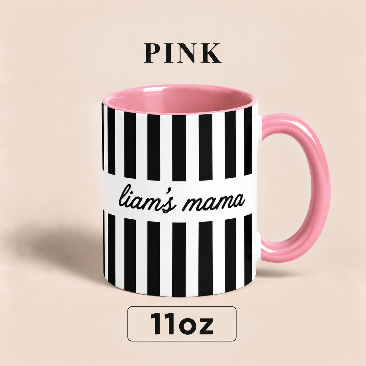 Personalized Mama Mug with Child’s Name, Custom Mom Mug, Striped Mother’s Day Gift for Mom