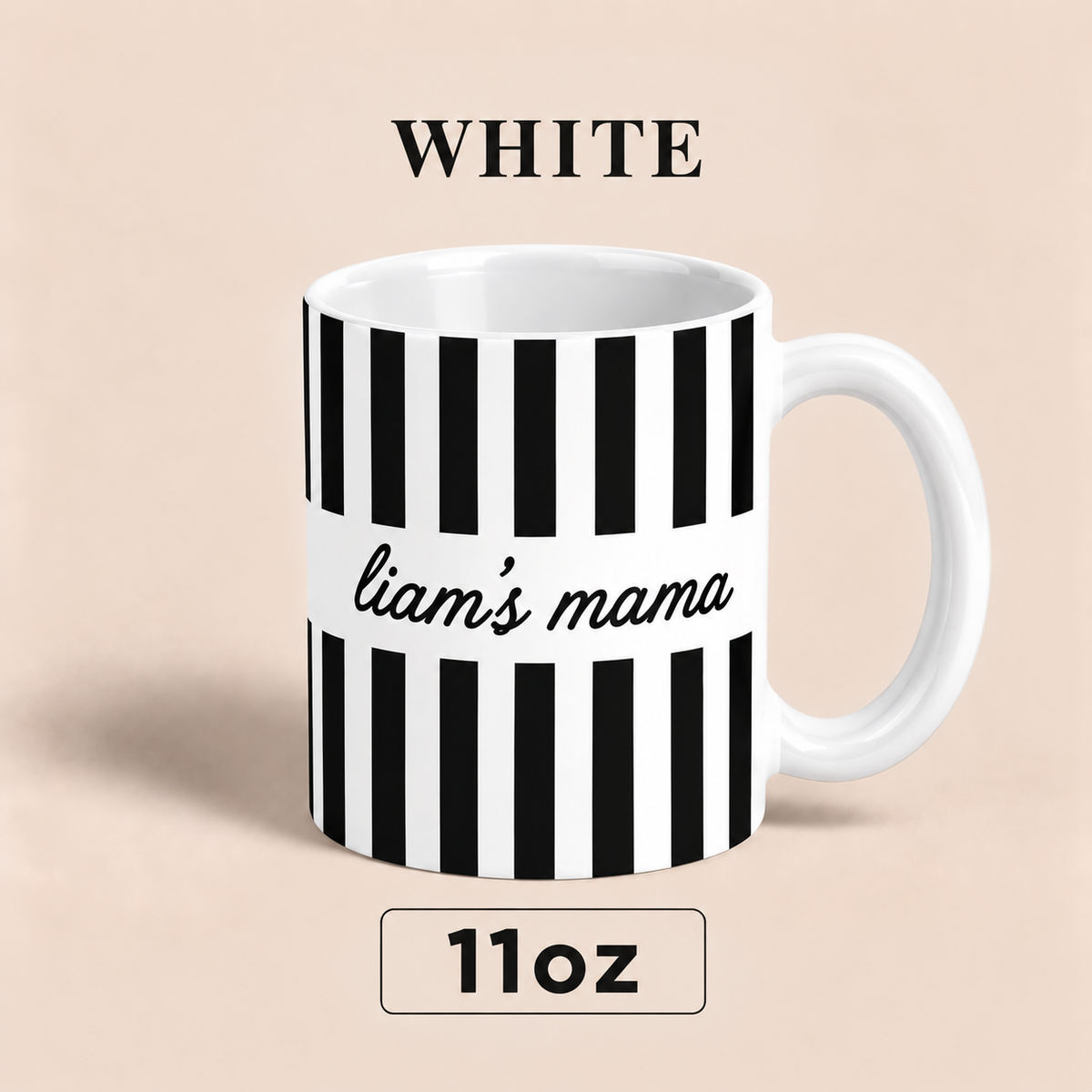 Personalized Mama Mug with Child’s Name, Custom Mom Mug, Striped Mother’s Day Gift for Mom