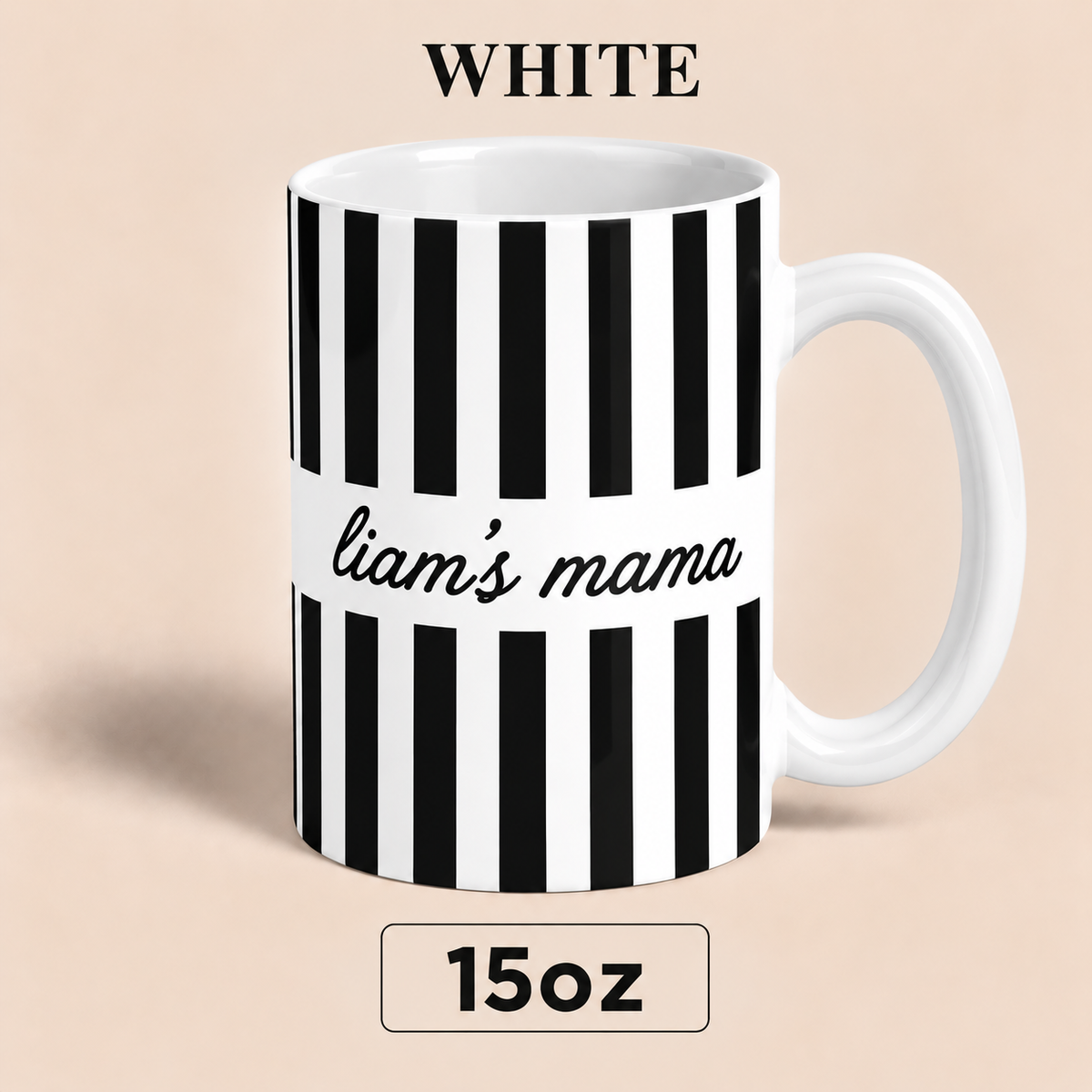 Personalized Mama Mug with Child’s Name, Custom Mom Mug, Striped Mother’s Day Gift for Mom