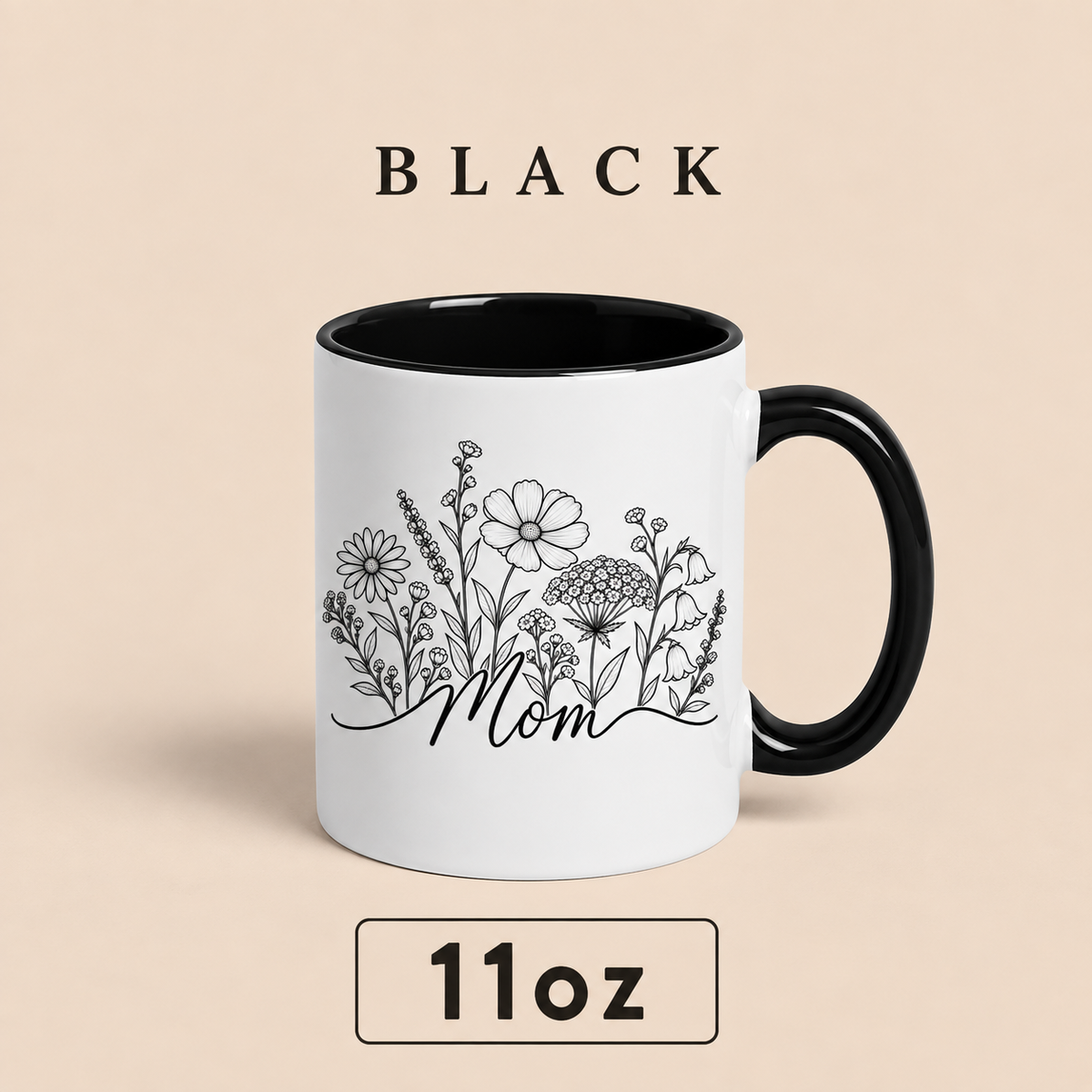 Personalized Mom Floral Mug, Custom Mom Title Coffee Mug, Mother’s Day Gift for Mom, Mommy Mama Mum Gift