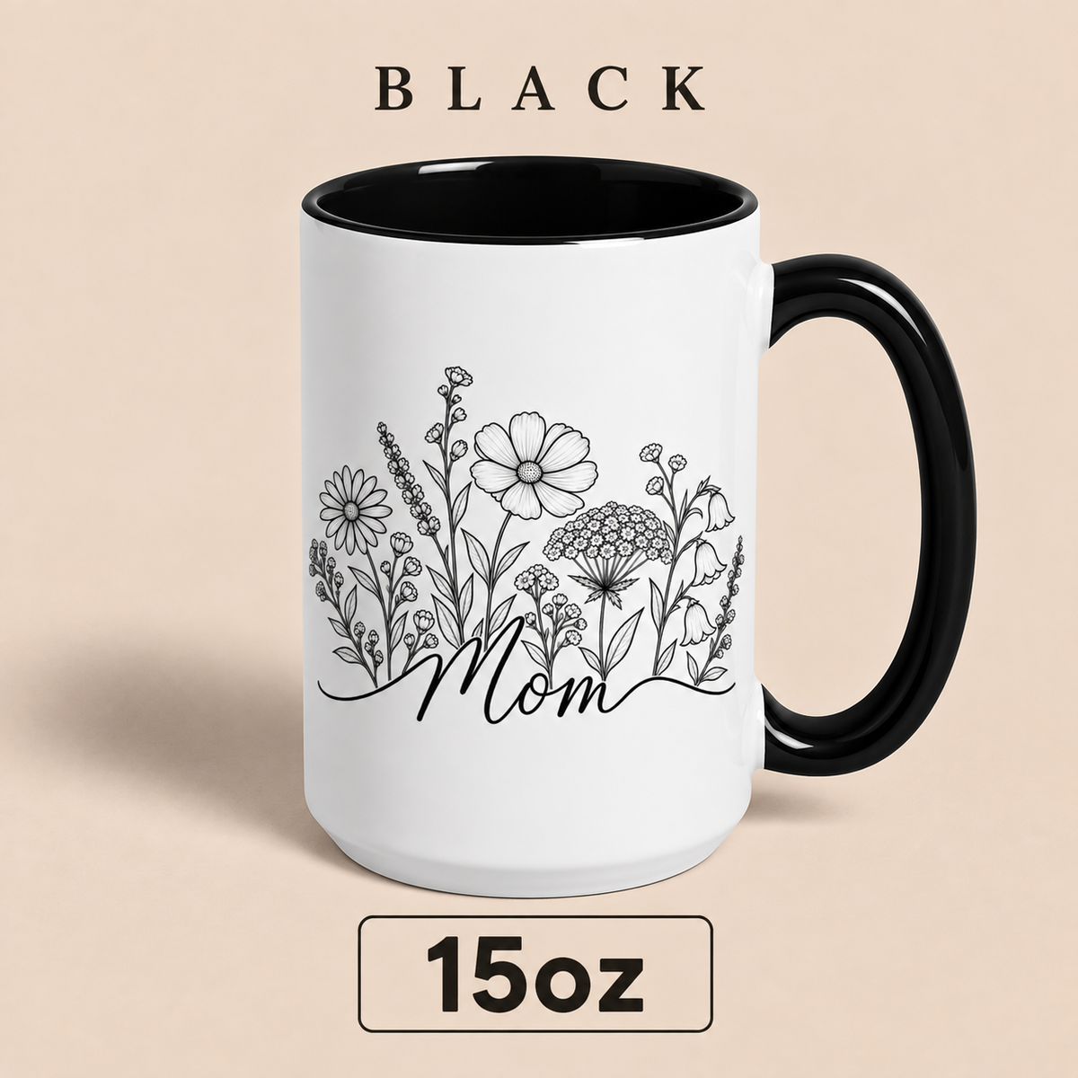 Personalized Mom Floral Mug, Custom Mom Title Coffee Mug, Mother’s Day Gift for Mom, Mommy Mama Mum Gift