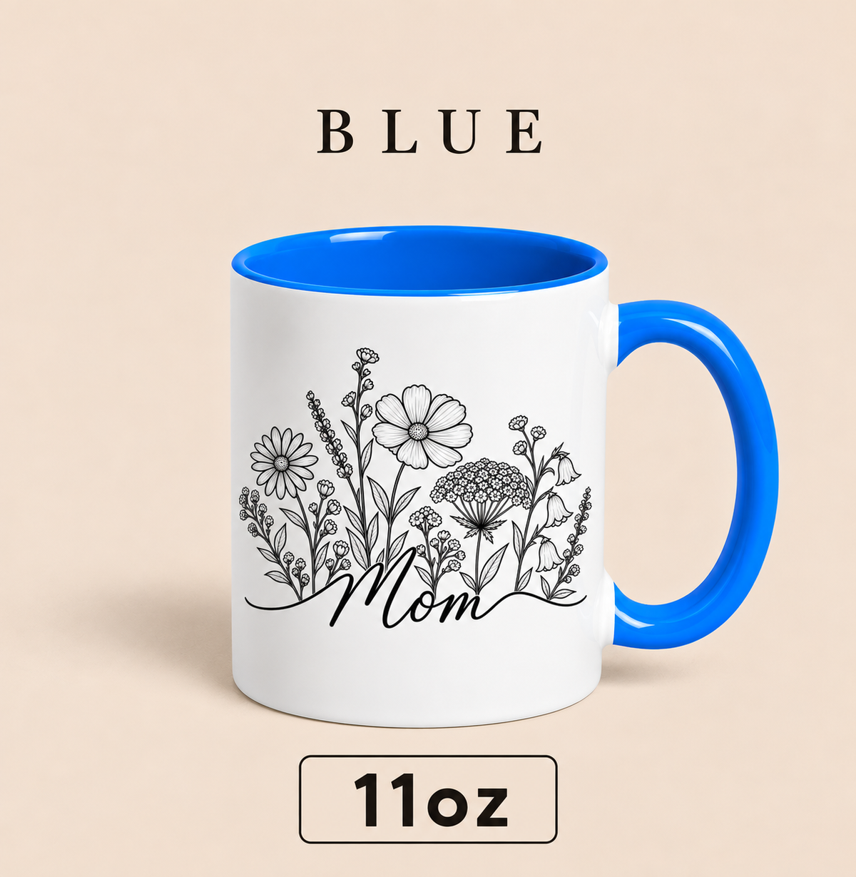 Personalized Mom Floral Mug, Custom Mom Title Coffee Mug, Mother’s Day Gift for Mom, Mommy Mama Mum Gift