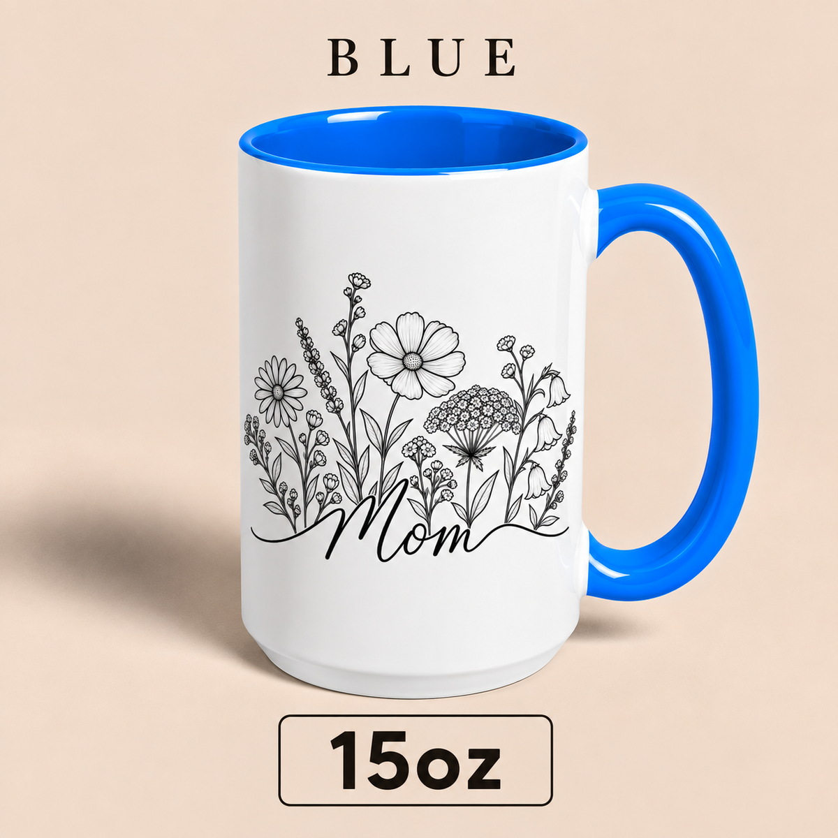 Personalized Mom Floral Mug, Custom Mom Title Coffee Mug, Mother’s Day Gift for Mom, Mommy Mama Mum Gift