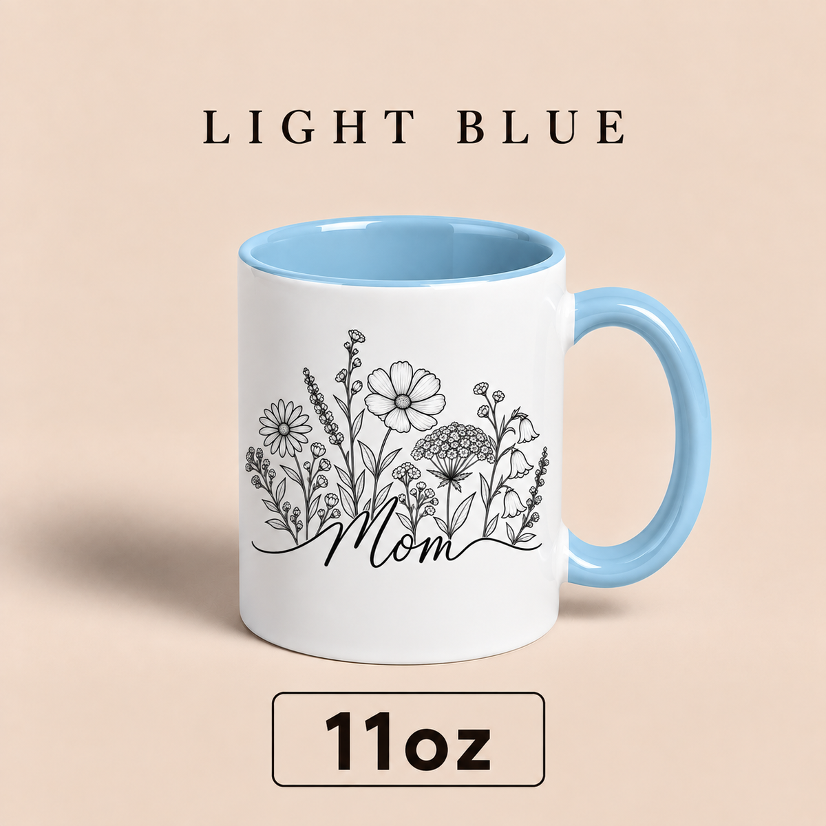 Personalized Mom Floral Mug, Custom Mom Title Coffee Mug, Mother’s Day Gift for Mom, Mommy Mama Mum Gift