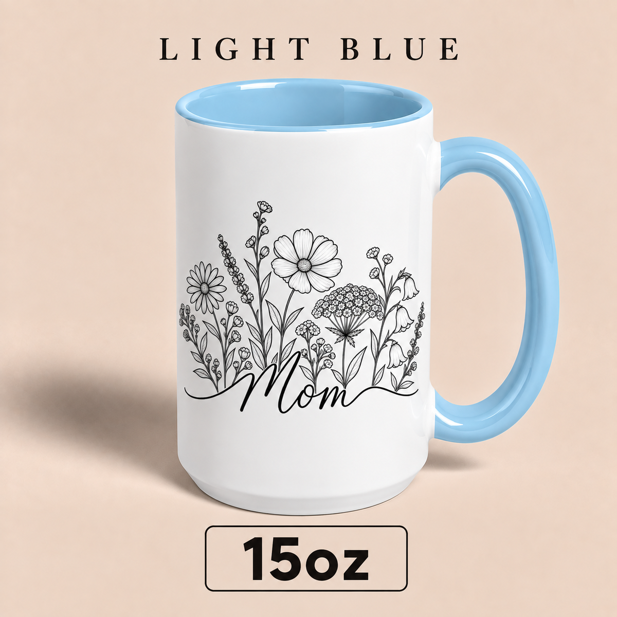 Personalized Mom Floral Mug, Custom Mom Title Coffee Mug, Mother’s Day Gift for Mom, Mommy Mama Mum Gift