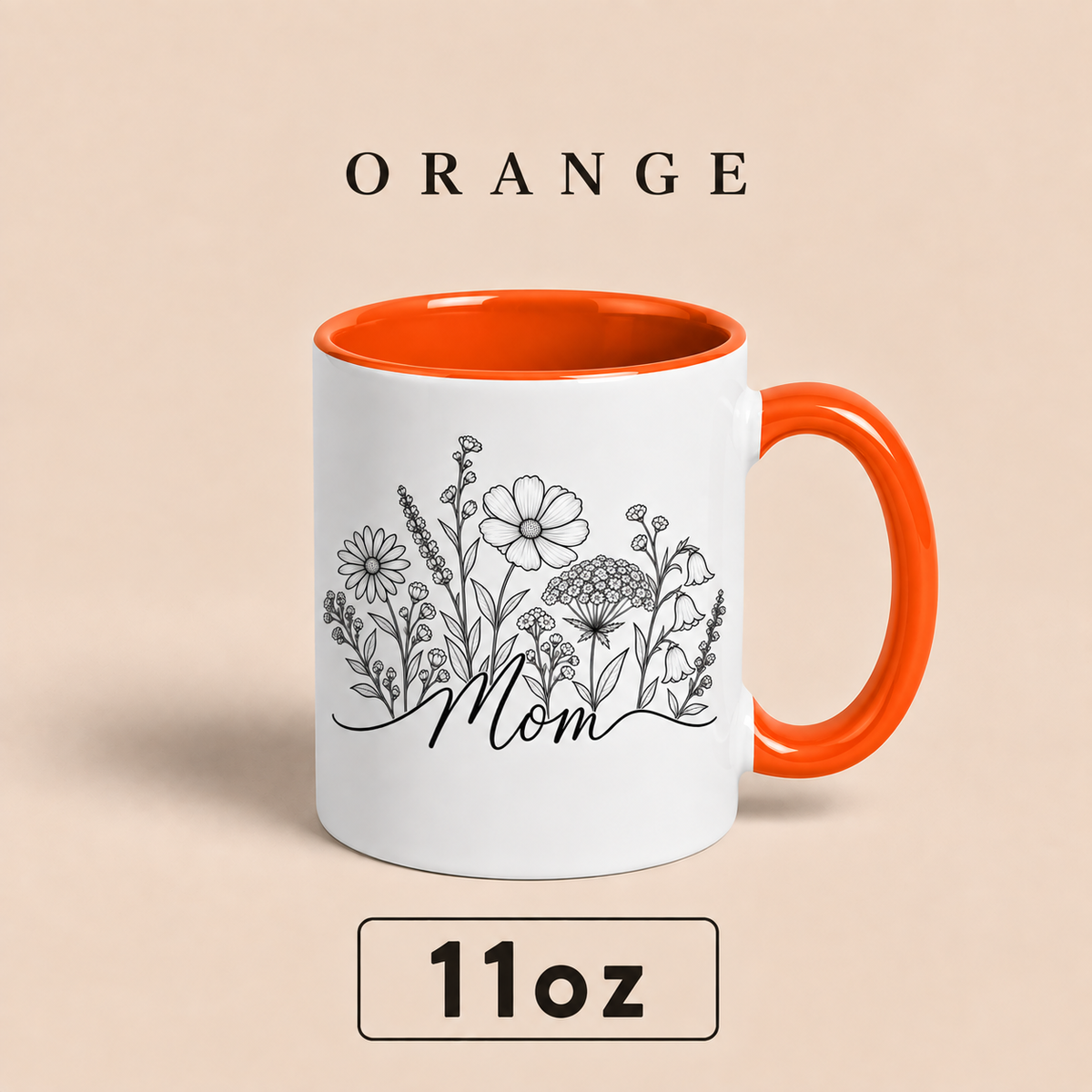 Personalized Mom Floral Mug, Custom Mom Title Coffee Mug, Mother’s Day Gift for Mom, Mommy Mama Mum Gift