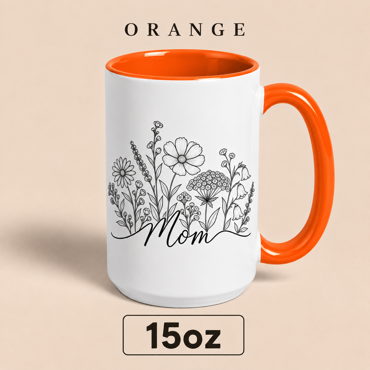 Personalized Mom Floral Mug, Custom Mom Title Coffee Mug, Mother’s Day Gift for Mom, Mommy Mama Mum Gift