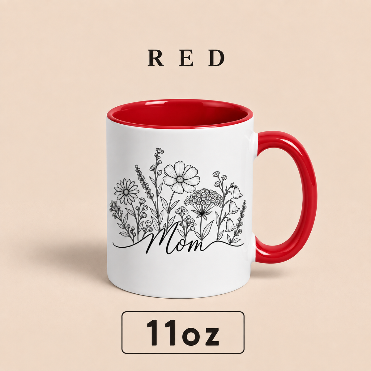 Personalized Mom Floral Mug, Custom Mom Title Coffee Mug, Mother’s Day Gift for Mom, Mommy Mama Mum Gift