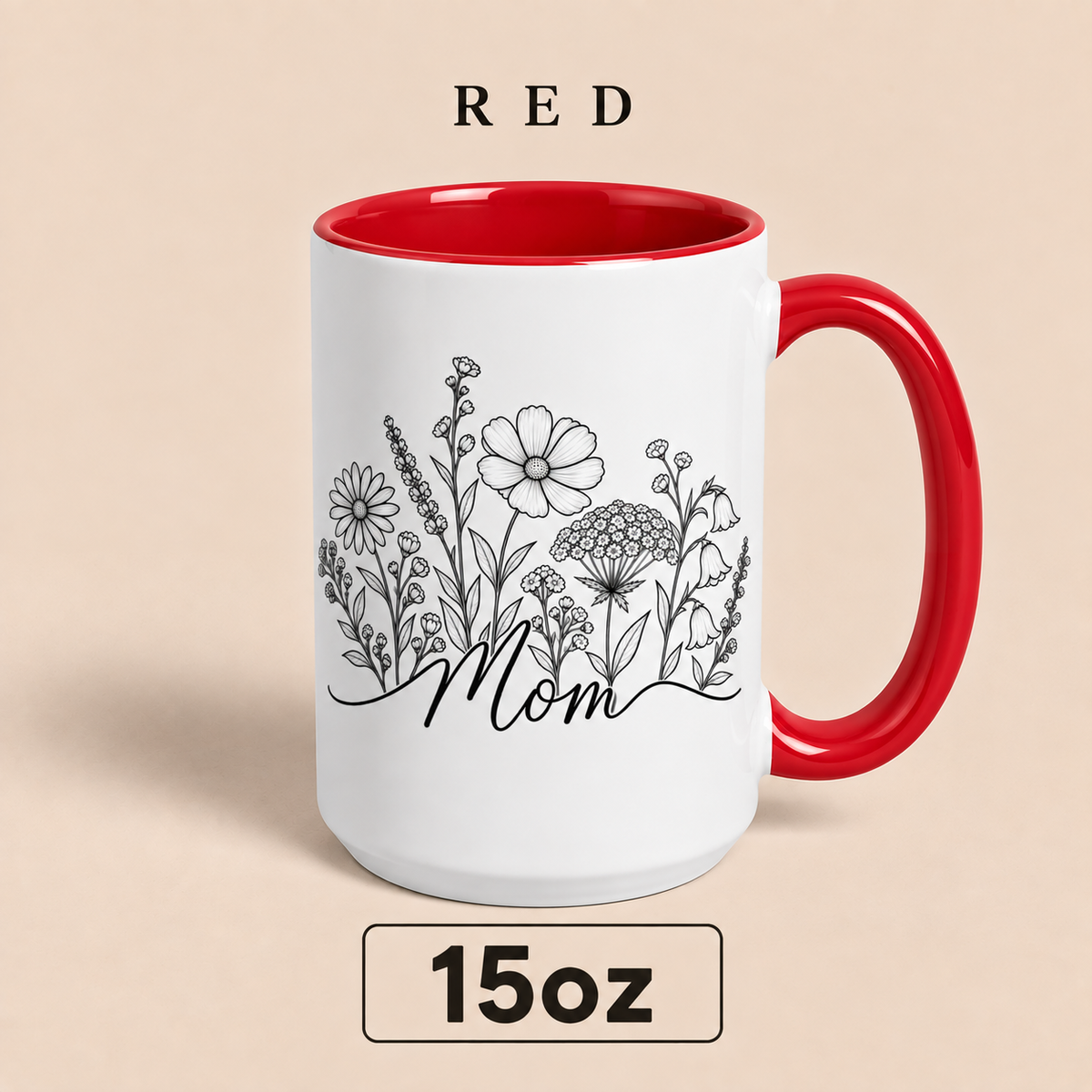 Personalized Mom Floral Mug, Custom Mom Title Coffee Mug, Mother’s Day Gift for Mom, Mommy Mama Mum Gift