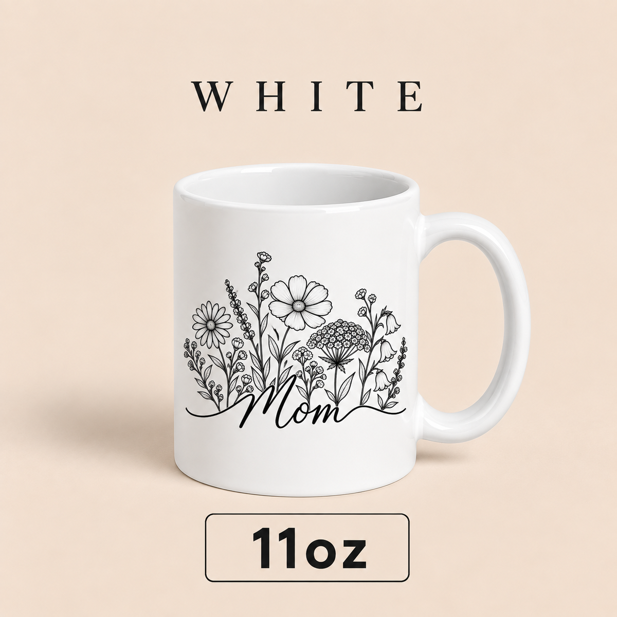 Personalized Mom Floral Mug, Custom Mom Title Coffee Mug, Mother’s Day Gift for Mom, Mommy Mama Mum Gift