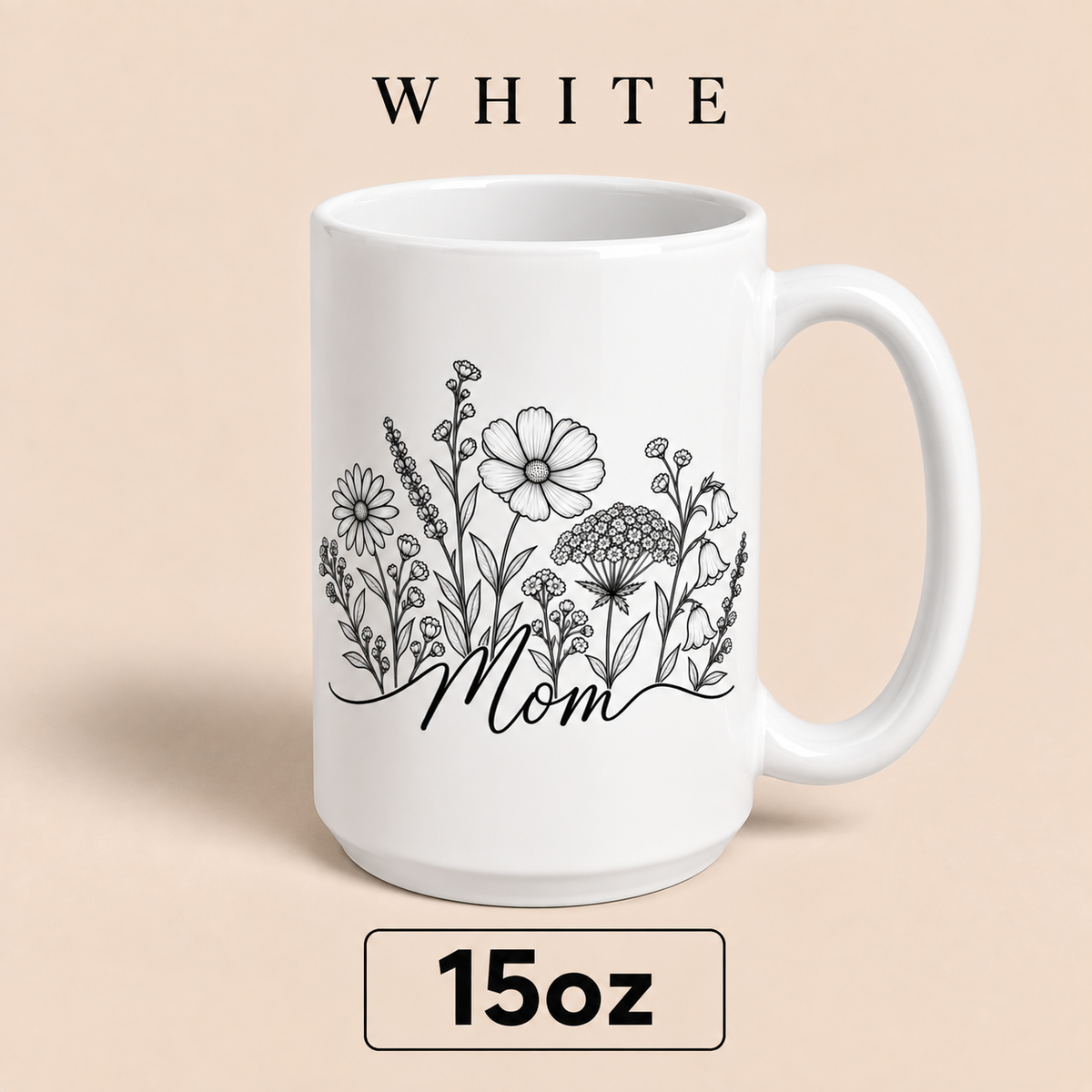 Personalized Mom Floral Mug, Custom Mom Title Coffee Mug, Mother’s Day Gift for Mom, Mommy Mama Mum Gift