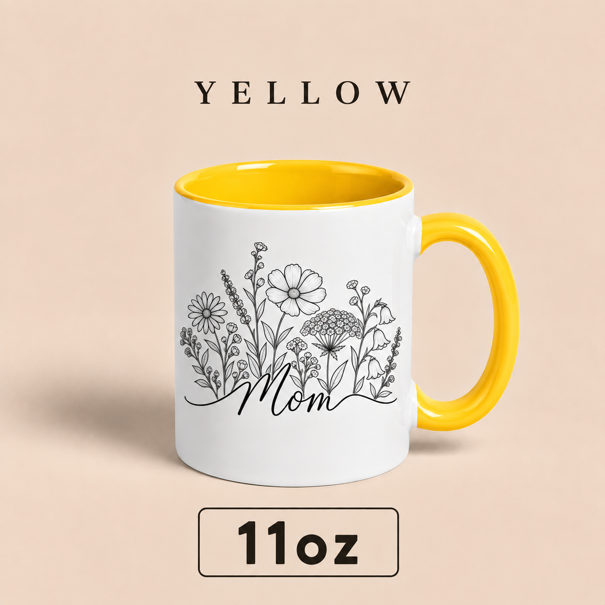 Personalized Mom Floral Mug, Custom Mom Title Coffee Mug, Mother’s Day Gift for Mom, Mommy Mama Mum Gift