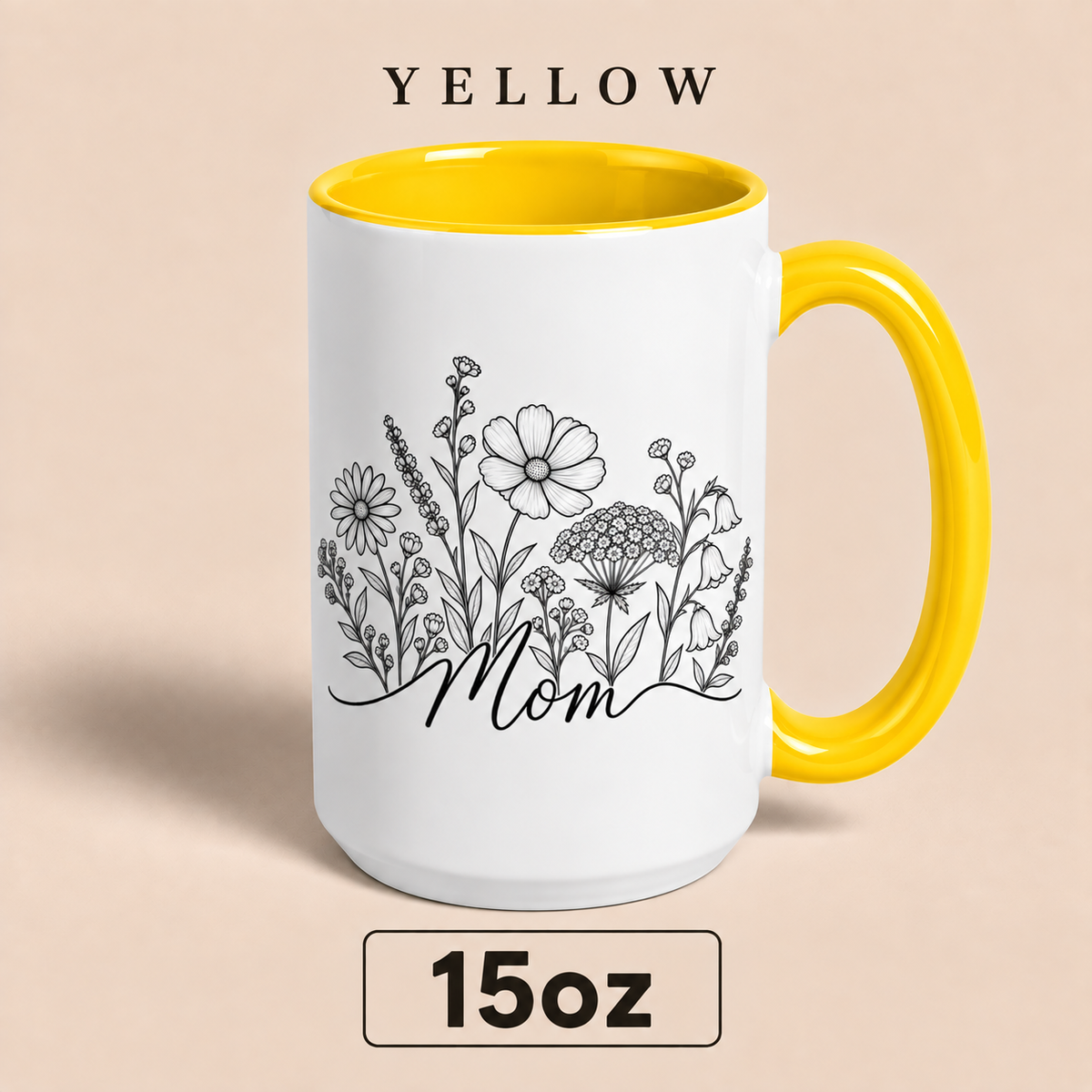 Personalized Mom Floral Mug, Custom Mom Title Coffee Mug, Mother’s Day Gift for Mom, Mommy Mama Mum Gift