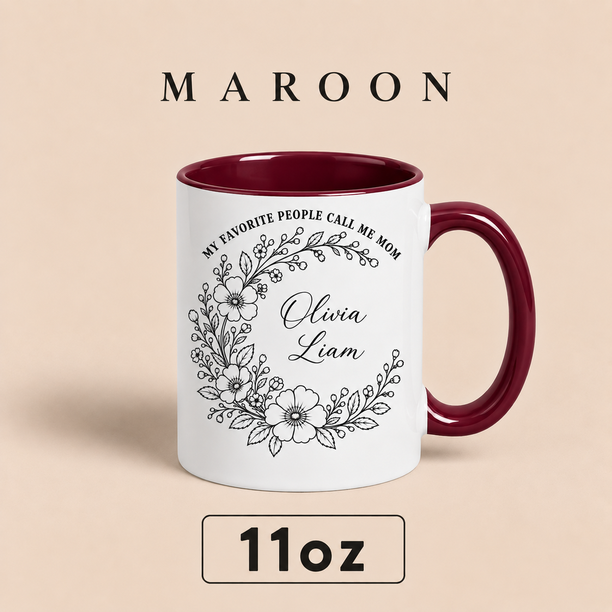 Personalized Mom Mug with Kids Names, My Favorite People Call Me Mom Mug, Mother’s Day Gift for Mom