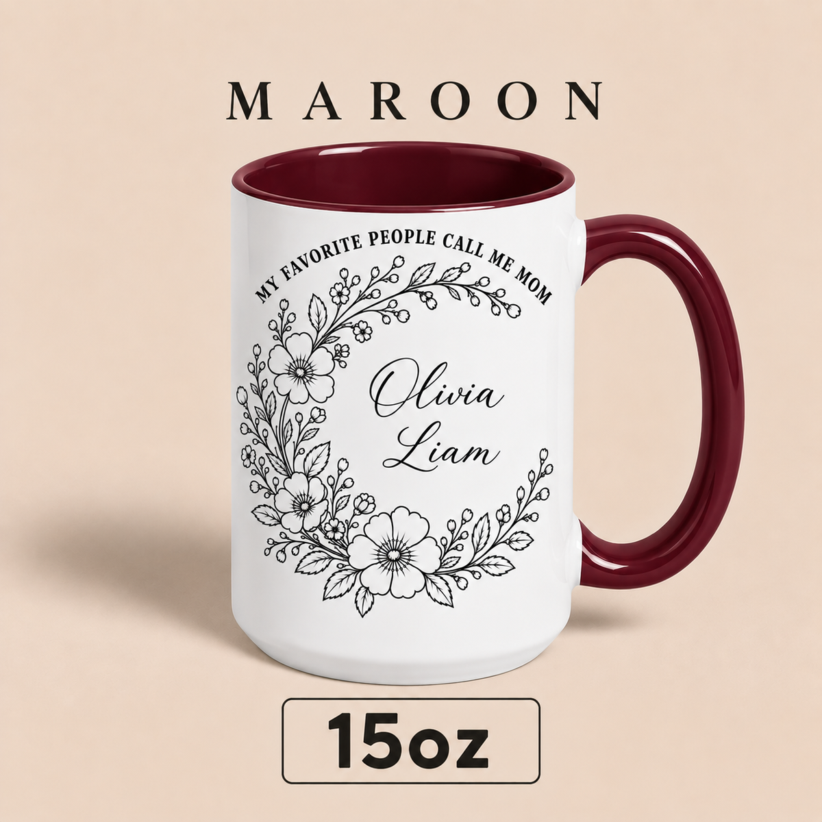 Personalized Mom Mug with Kids Names, My Favorite People Call Me Mom Mug, Mother’s Day Gift for Mom