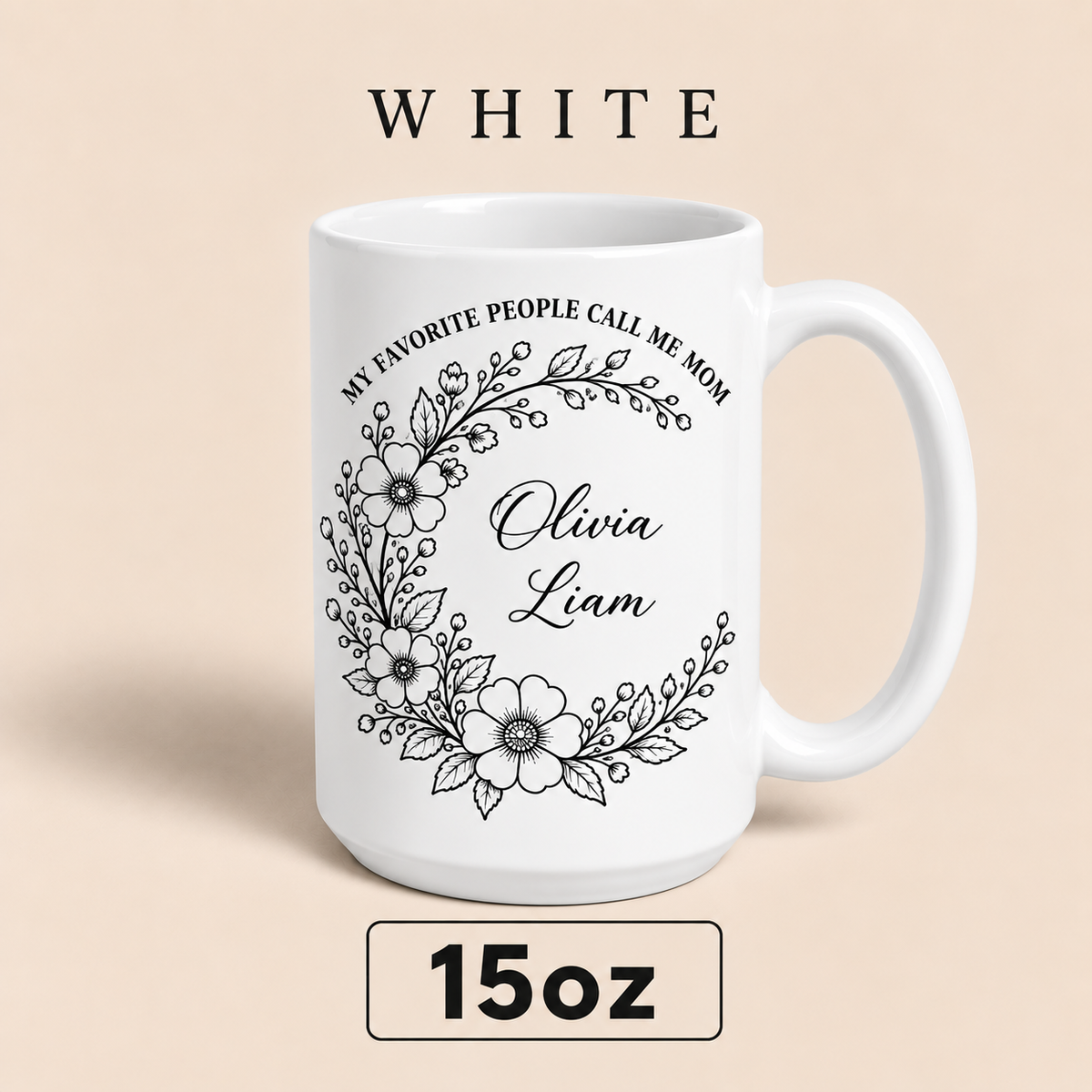 Personalized Mom Mug with Kids Names, My Favorite People Call Me Mom Mug, Mother’s Day Gift for Mom