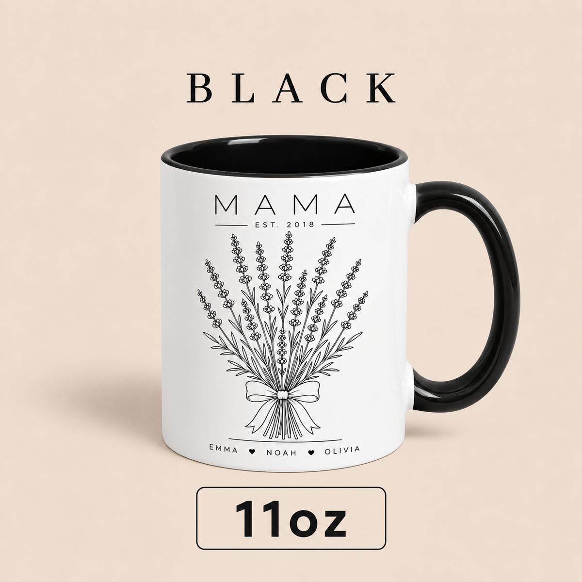 Personalized Mama Mug with Kids Names, Lavender Mom Mug, Custom Est Year Mother’s Day Gift