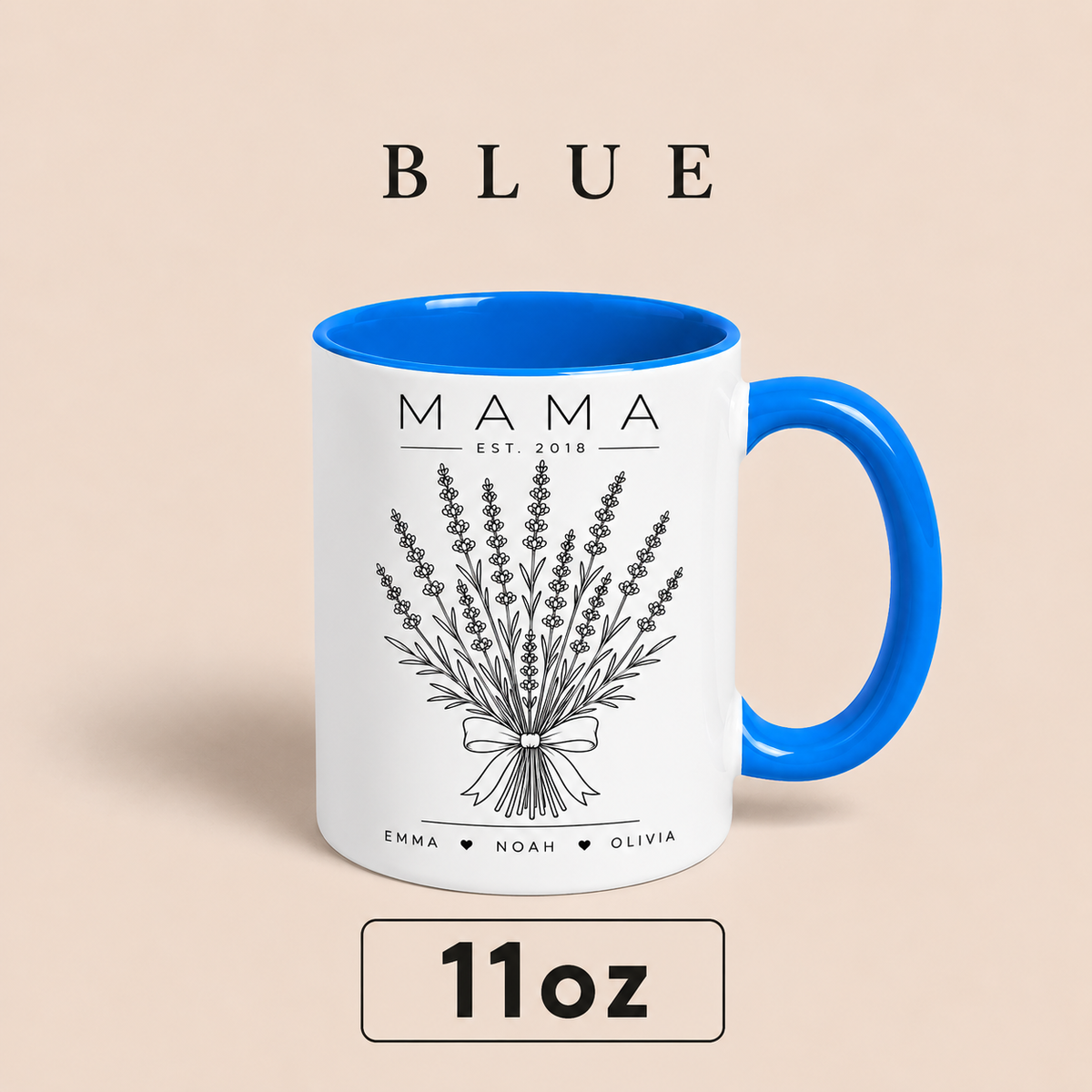 Personalized Mama Mug with Kids Names, Lavender Mom Mug, Custom Est Year Mother’s Day Gift