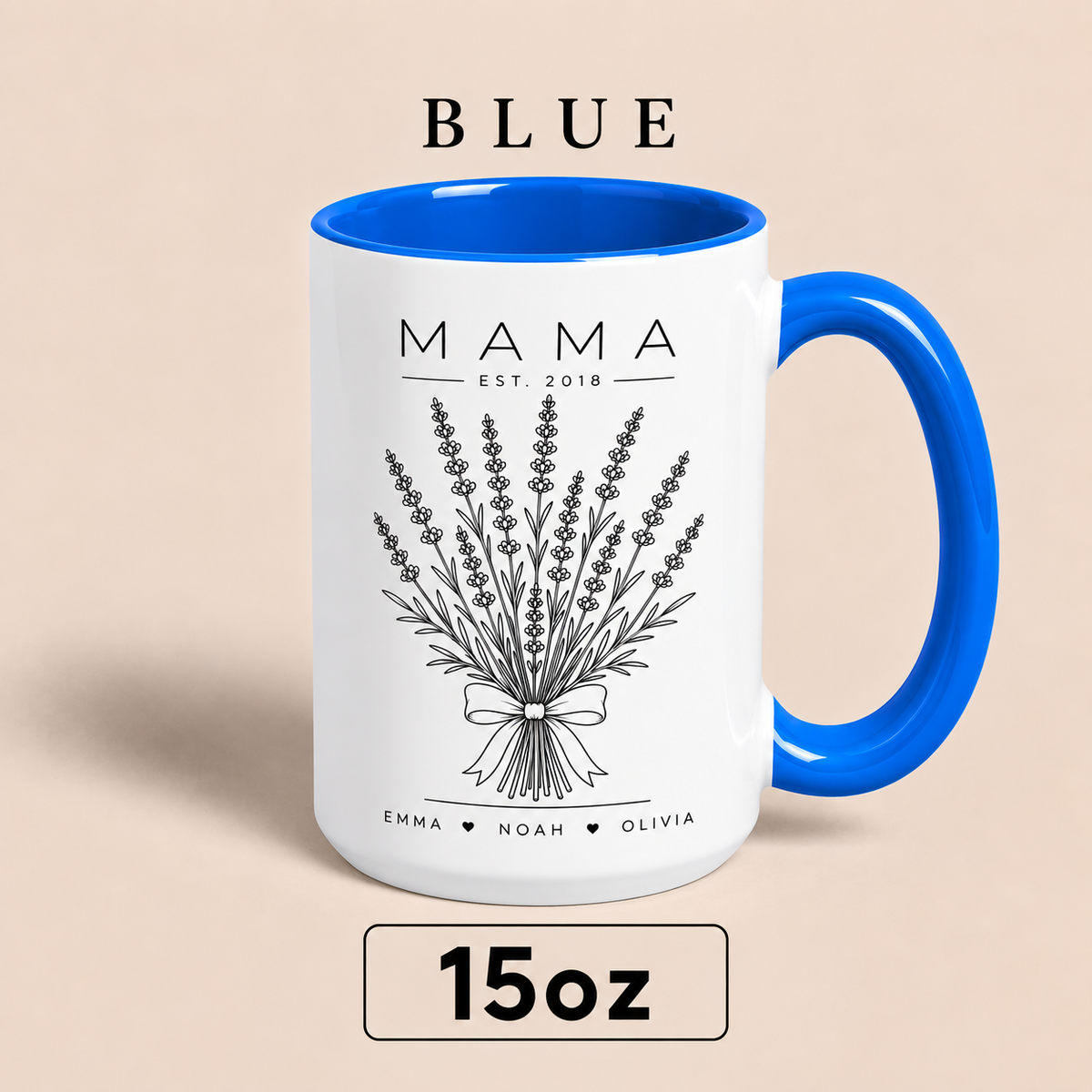 Personalized Mama Mug with Kids Names, Lavender Mom Mug, Custom Est Year Mother’s Day Gift