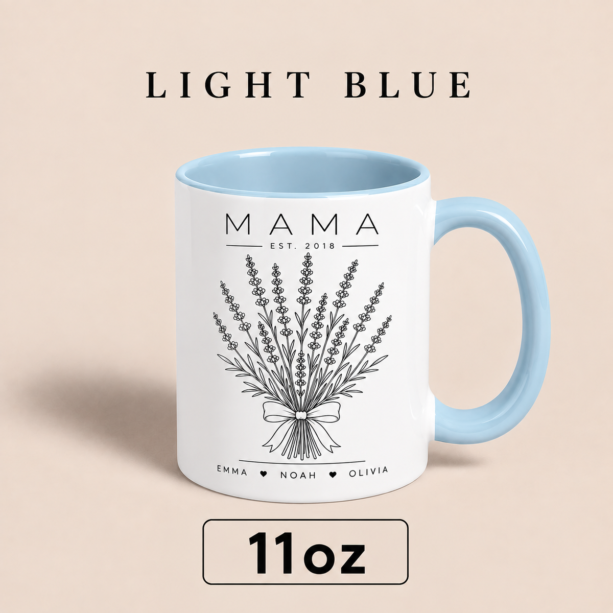 Personalized Mama Mug with Kids Names, Lavender Mom Mug, Custom Est Year Mother’s Day Gift