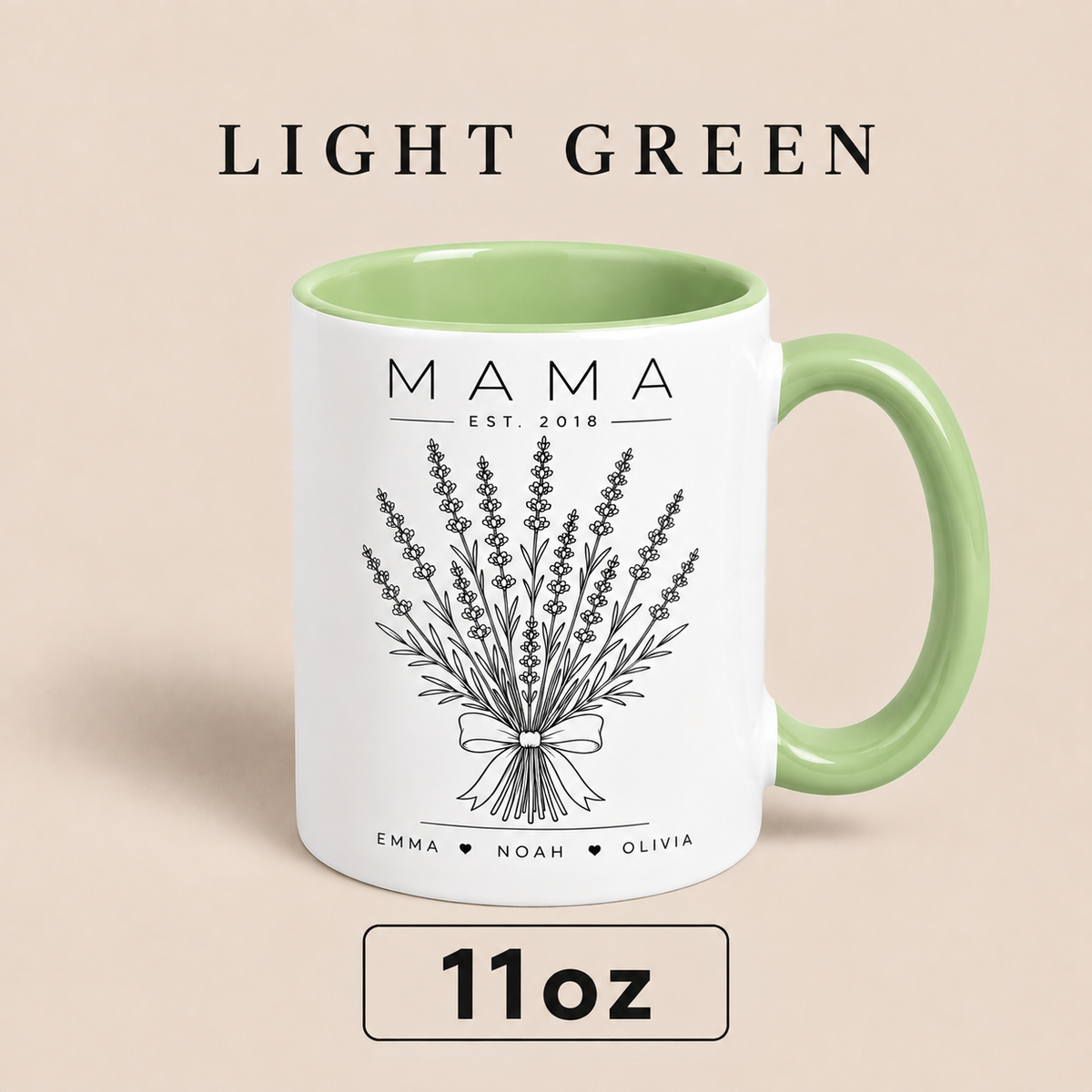 Personalized Mama Mug with Kids Names, Lavender Mom Mug, Custom Est Year Mother’s Day Gift