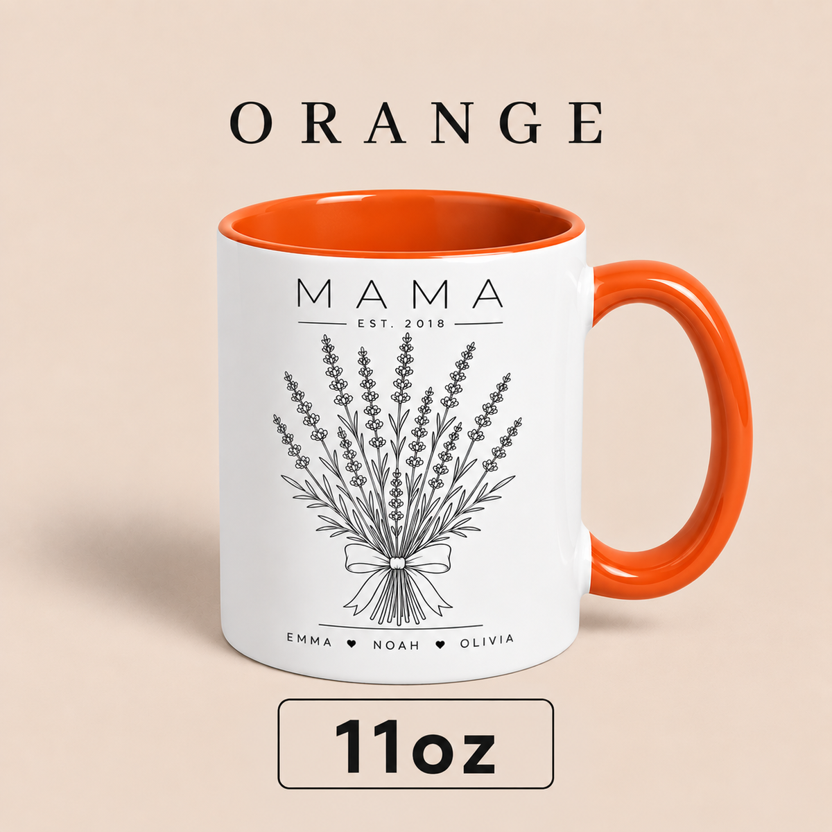Personalized Mama Mug with Kids Names, Lavender Mom Mug, Custom Est Year Mother’s Day Gift