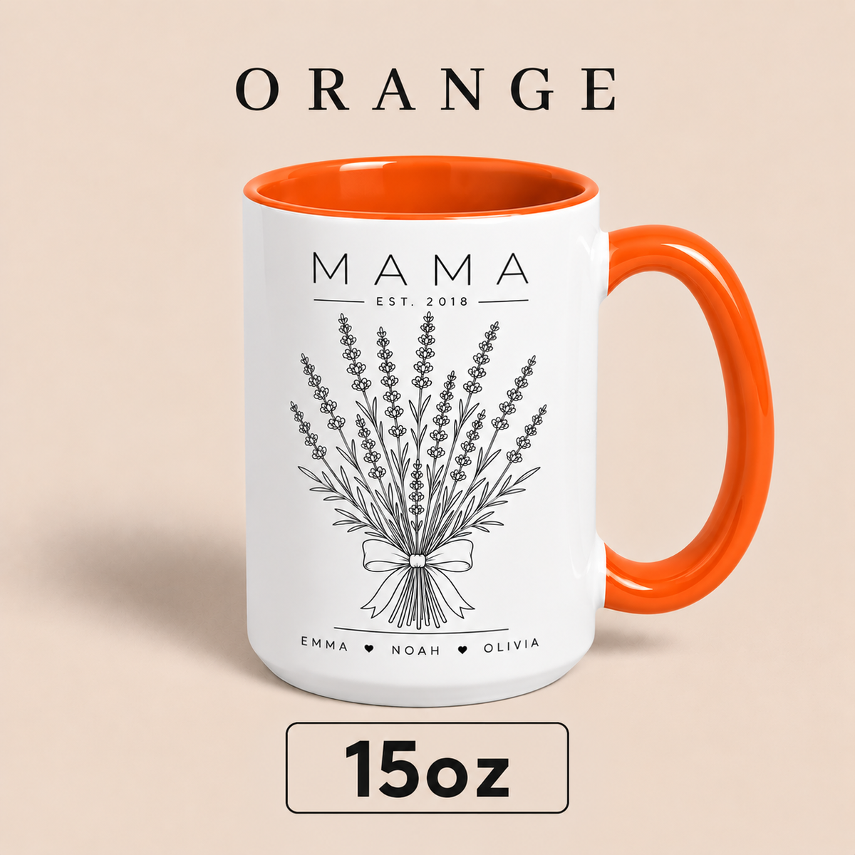 Personalized Mama Mug with Kids Names, Lavender Mom Mug, Custom Est Year Mother’s Day Gift