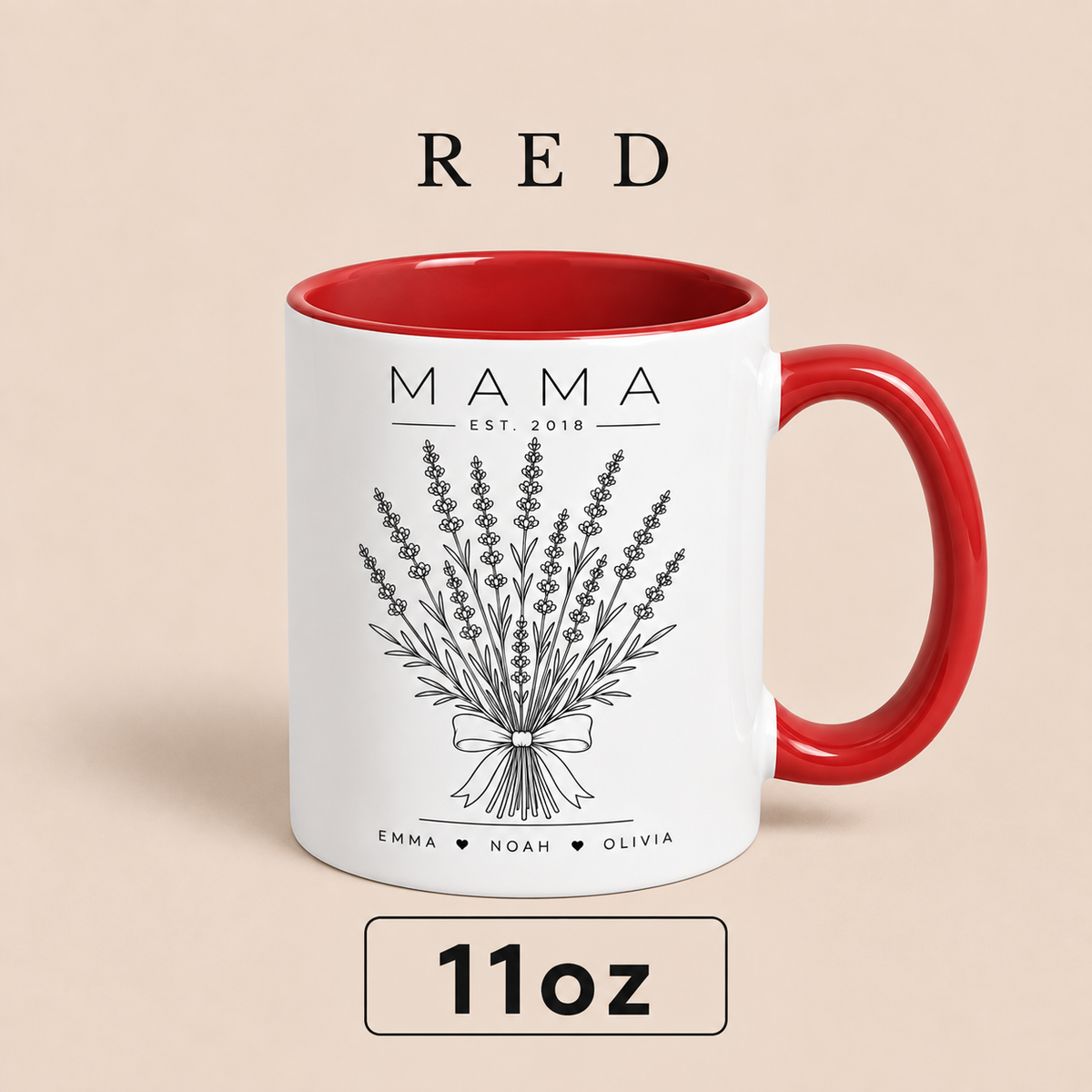 Personalized Mama Mug with Kids Names, Lavender Mom Mug, Custom Est Year Mother’s Day Gift