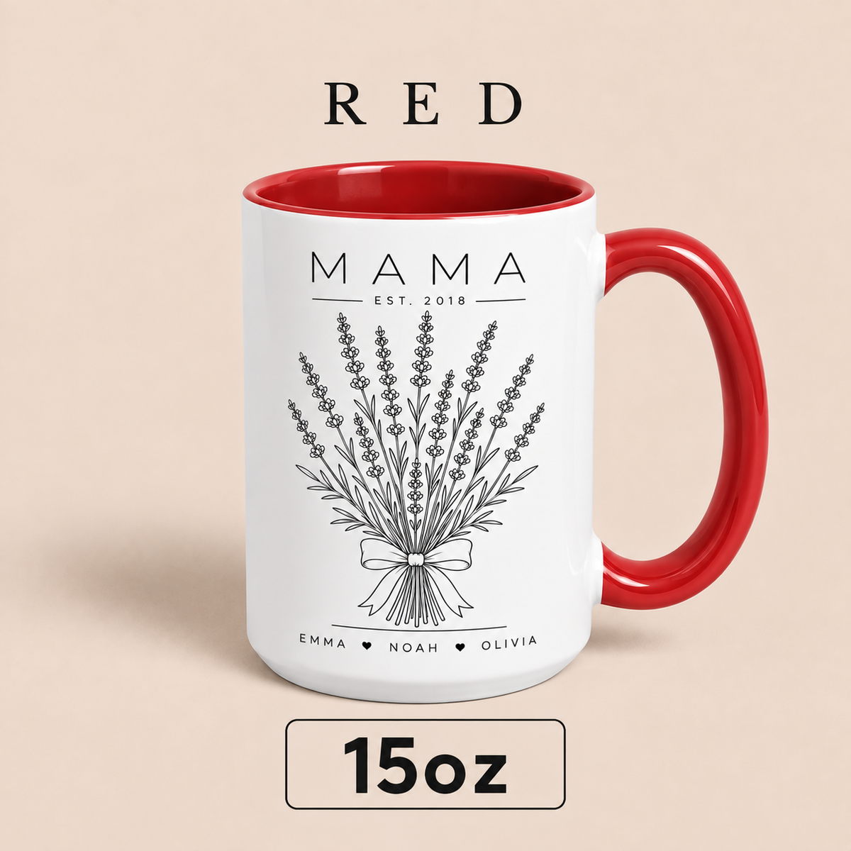 Personalized Mama Mug with Kids Names, Lavender Mom Mug, Custom Est Year Mother’s Day Gift