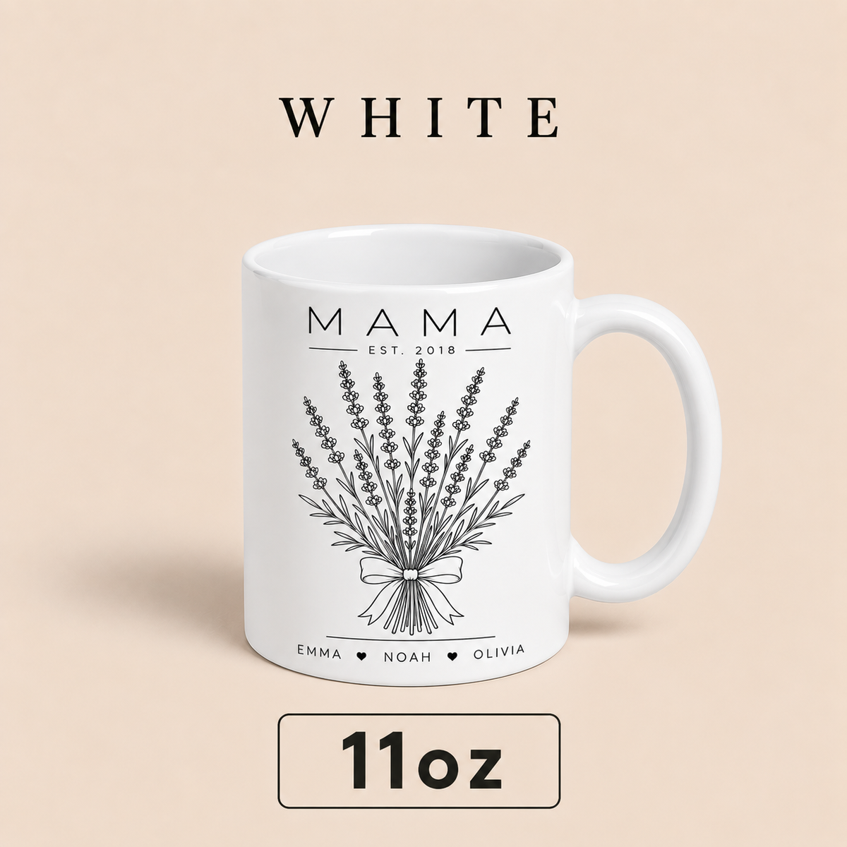 Personalized Mama Mug with Kids Names, Lavender Mom Mug, Custom Est Year Mother’s Day Gift