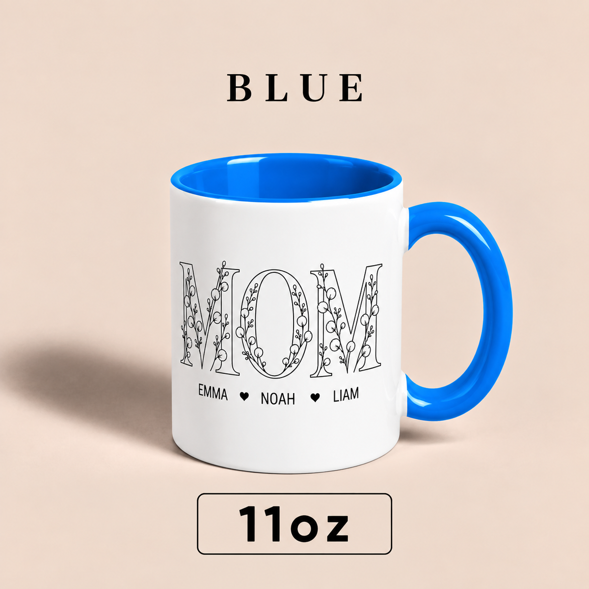 Personalized Mom Mug with Kids Names, Floral Mom Coffee Mug, Custom Mother’s Day Gift for Mom
