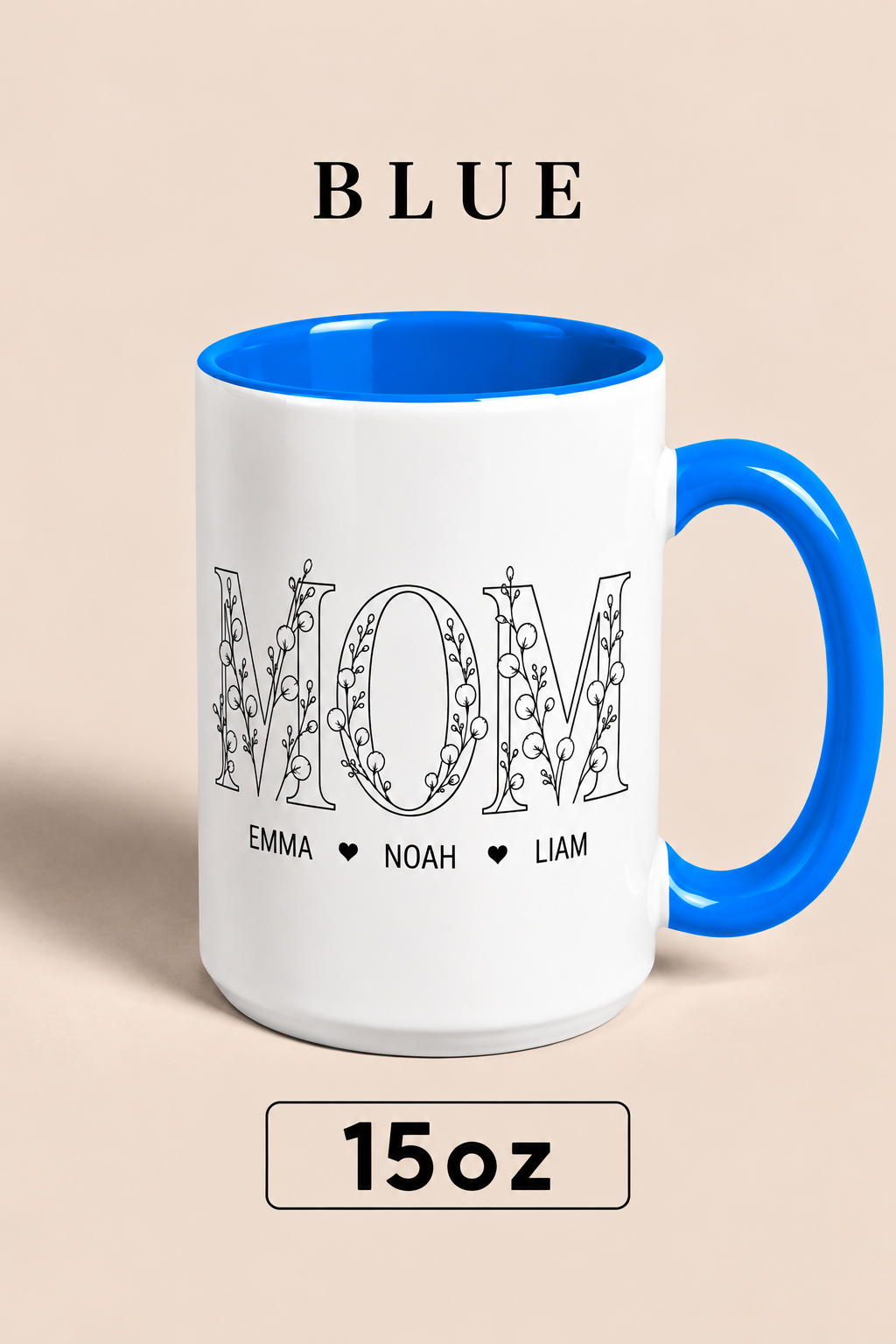 Personalized Mom Mug with Kids Names, Floral Mom Coffee Mug, Custom Mother’s Day Gift for Mom