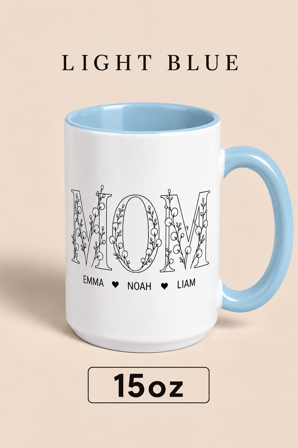 Personalized Mom Mug with Kids Names, Floral Mom Coffee Mug, Custom Mother’s Day Gift for Mom