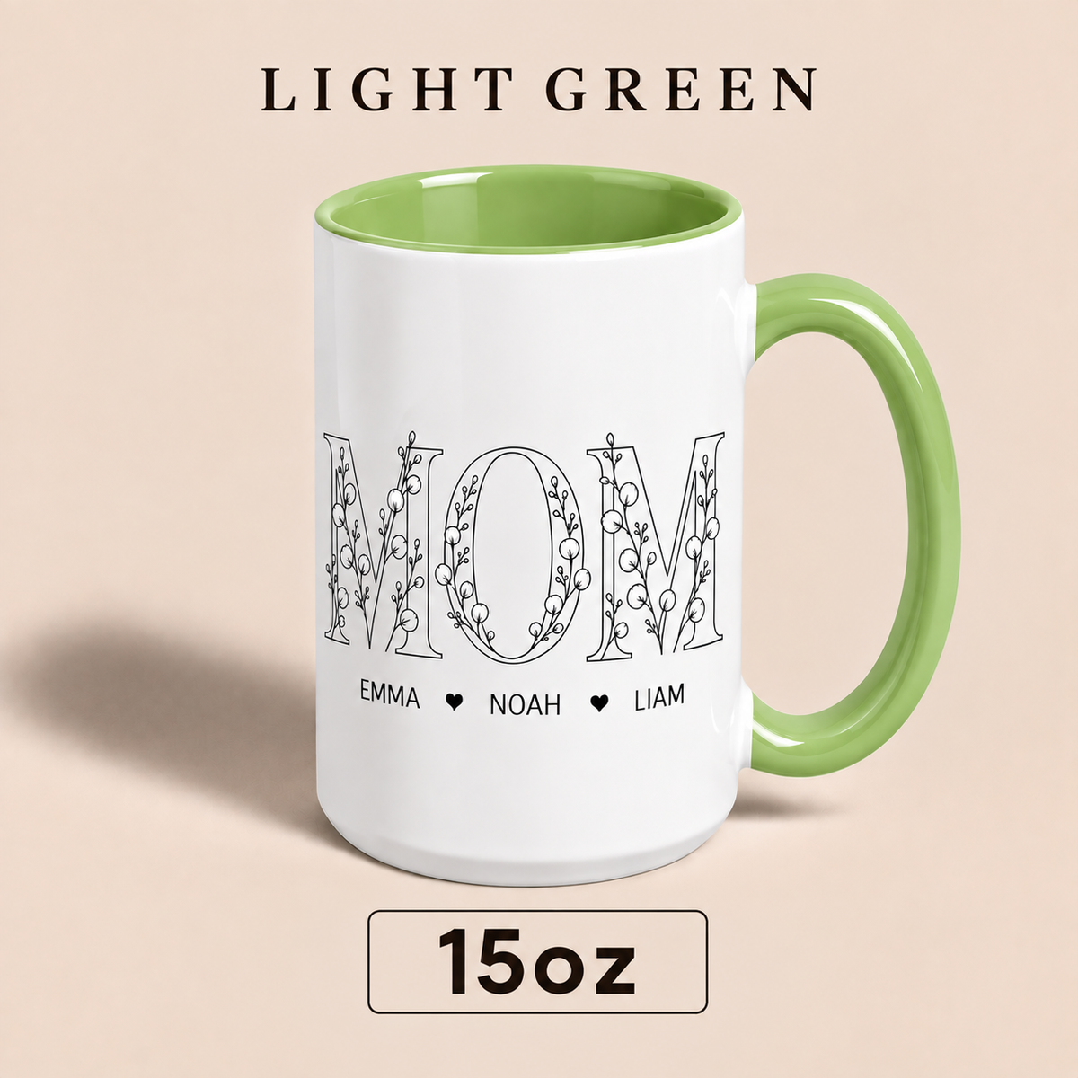 Personalized Mom Mug with Kids Names, Floral Mom Coffee Mug, Custom Mother’s Day Gift for Mom