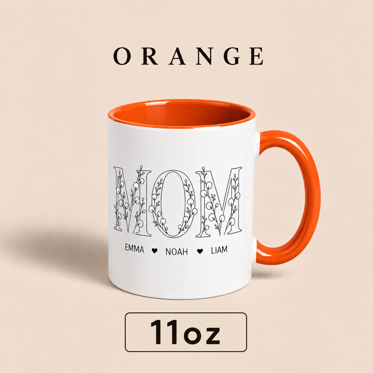 Personalized Mom Mug with Kids Names, Floral Mom Coffee Mug, Custom Mother’s Day Gift for Mom