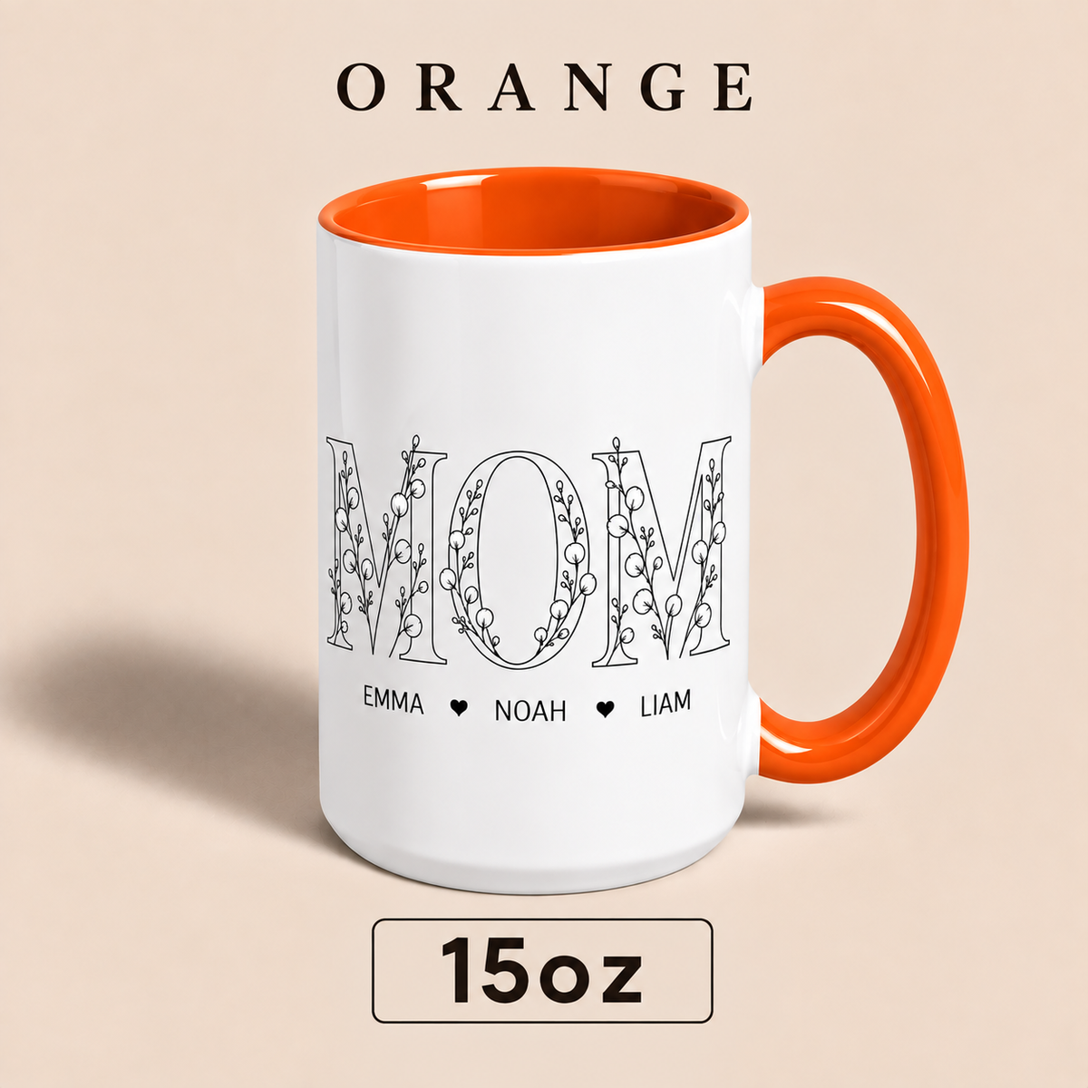 Personalized Mom Mug with Kids Names, Floral Mom Coffee Mug, Custom Mother’s Day Gift for Mom